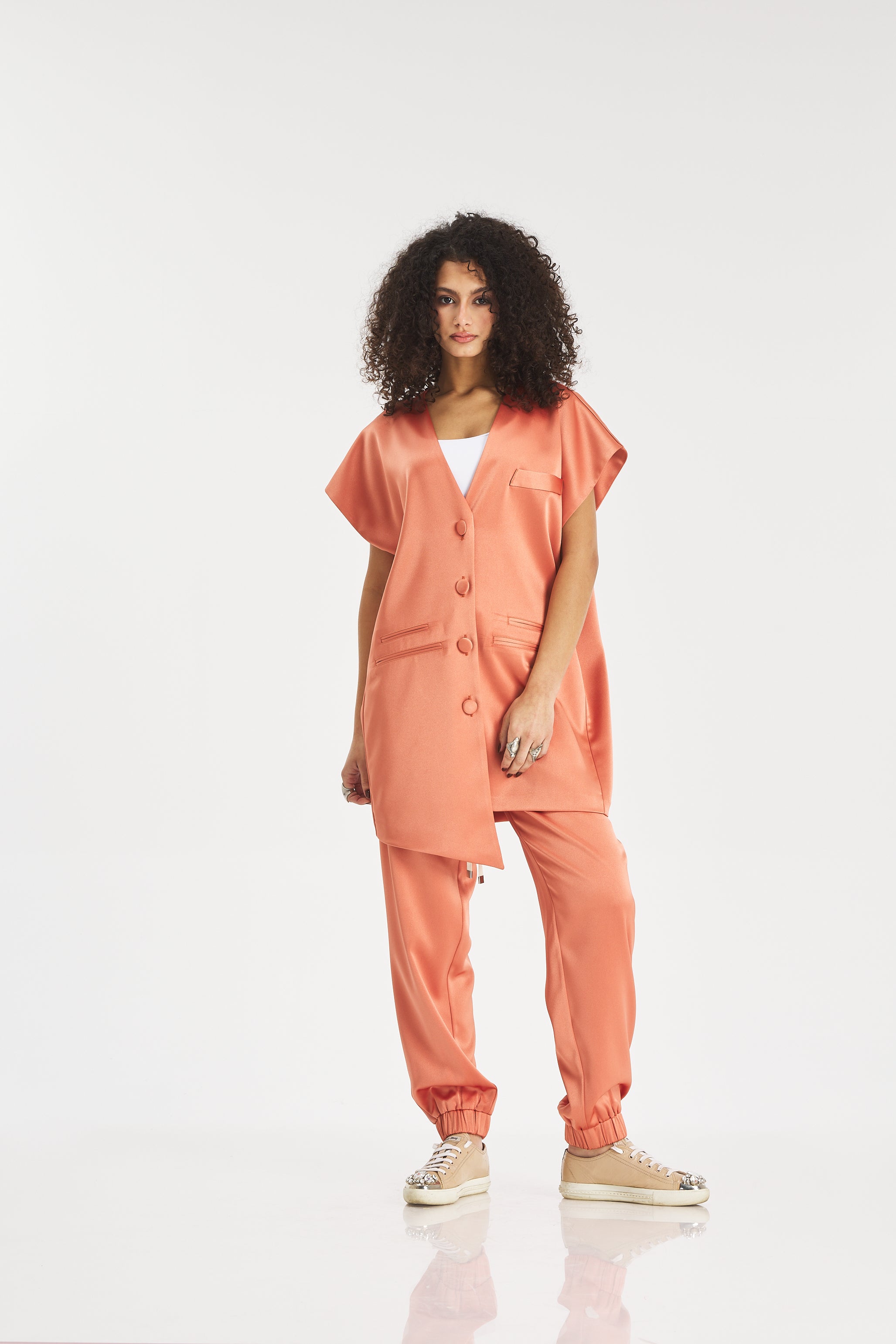 Peach Satin Vest