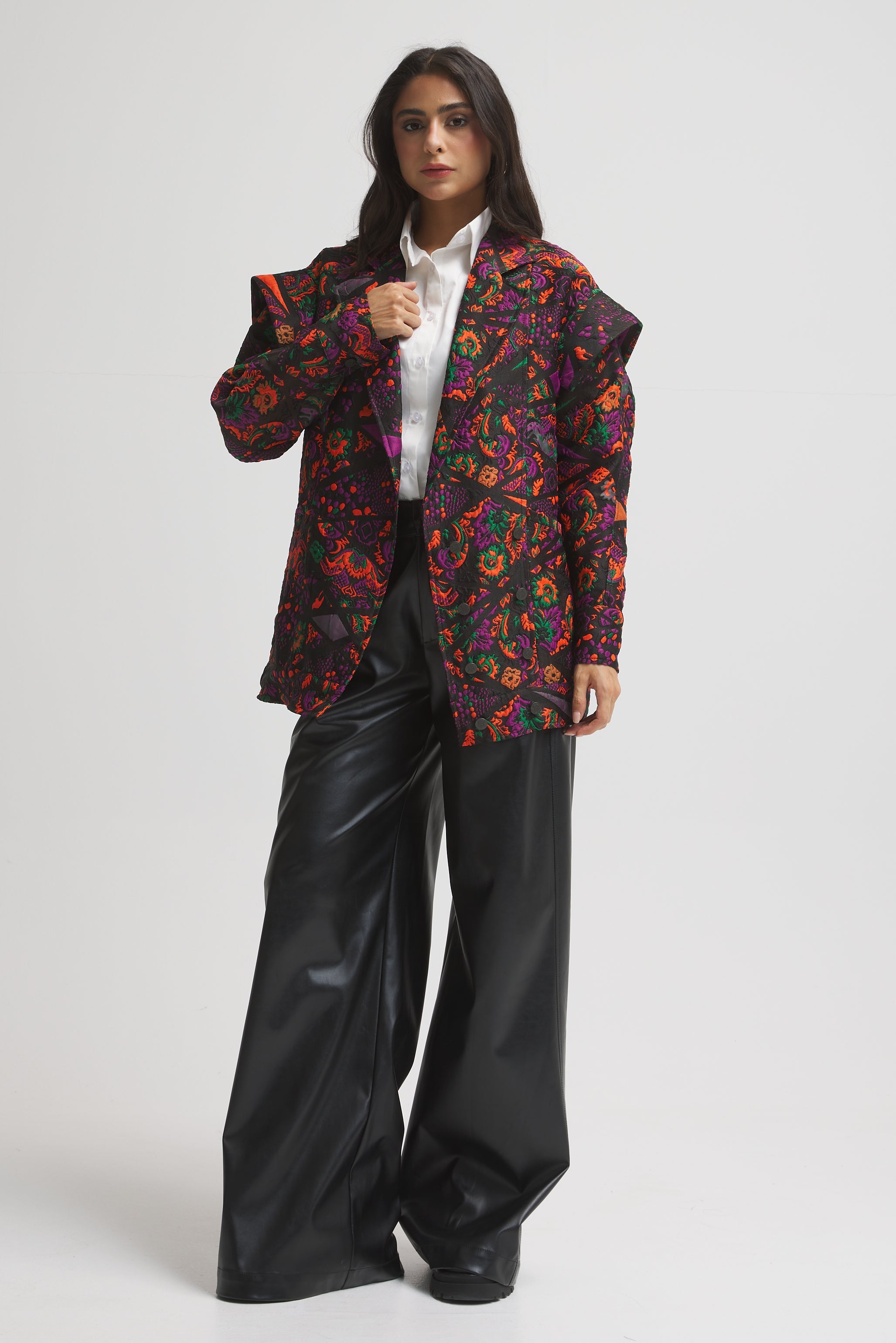 Signature Bold Shoulder Flowery Jacket