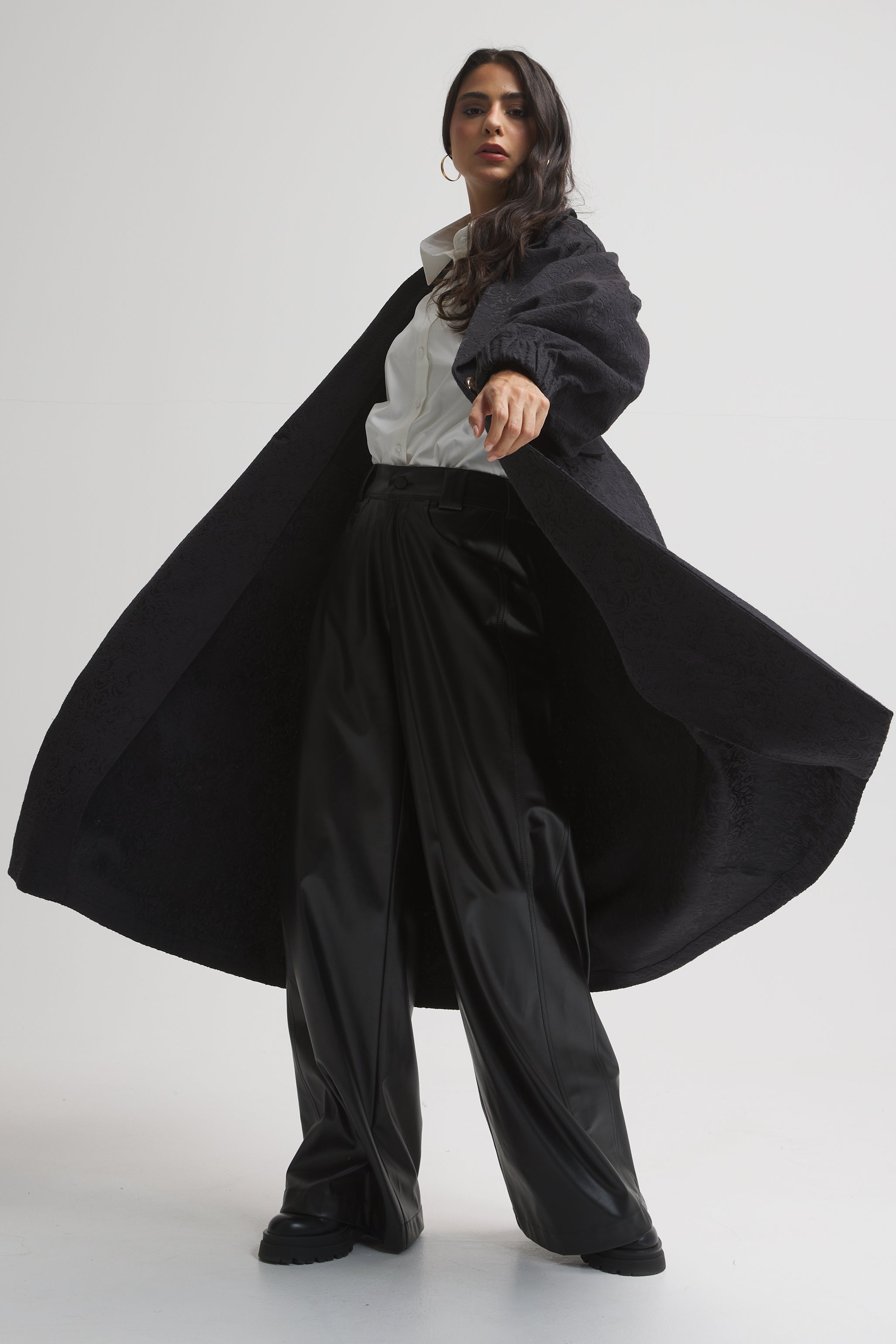 Puffy Sleeves Coat In Black