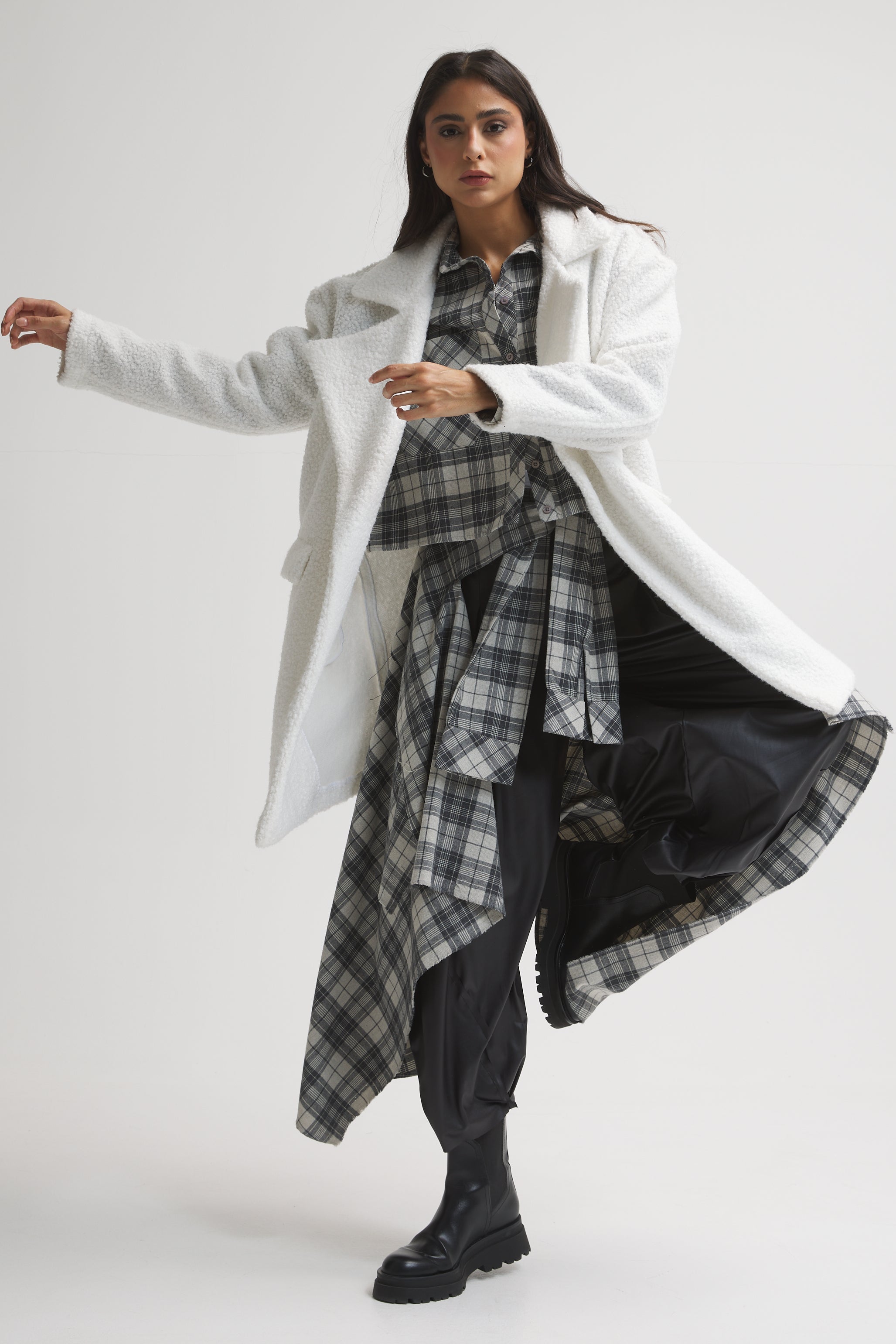 Teddy Oversize Short Coat In White