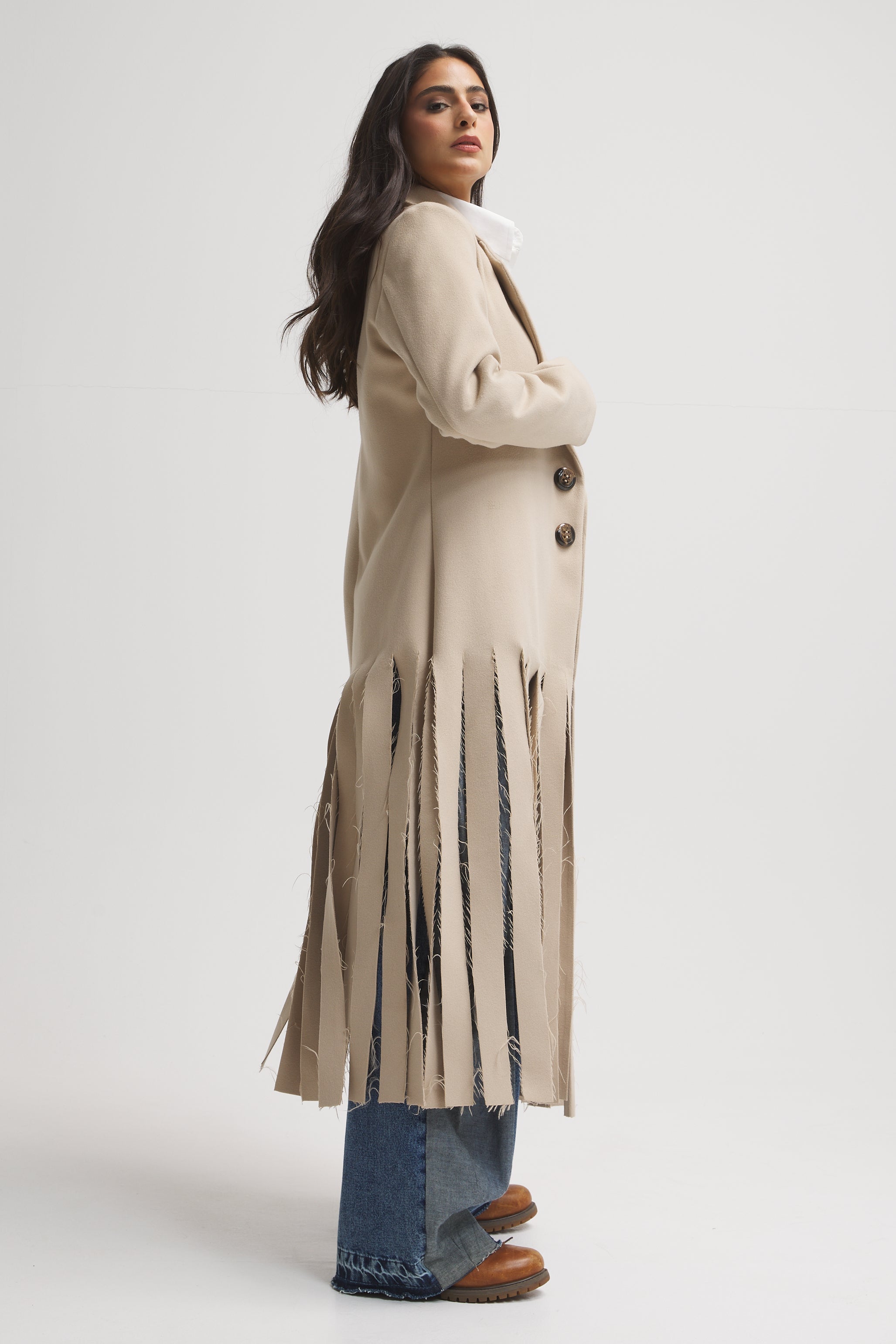 Wool Bottom Fringes Blazery coat