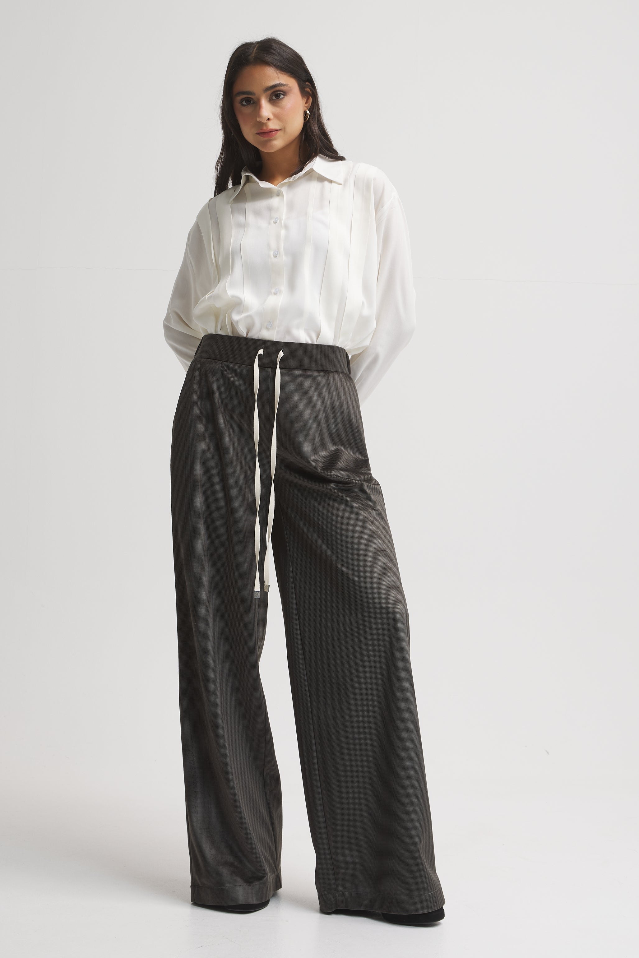 Velvet Wide Leg Grey Pants