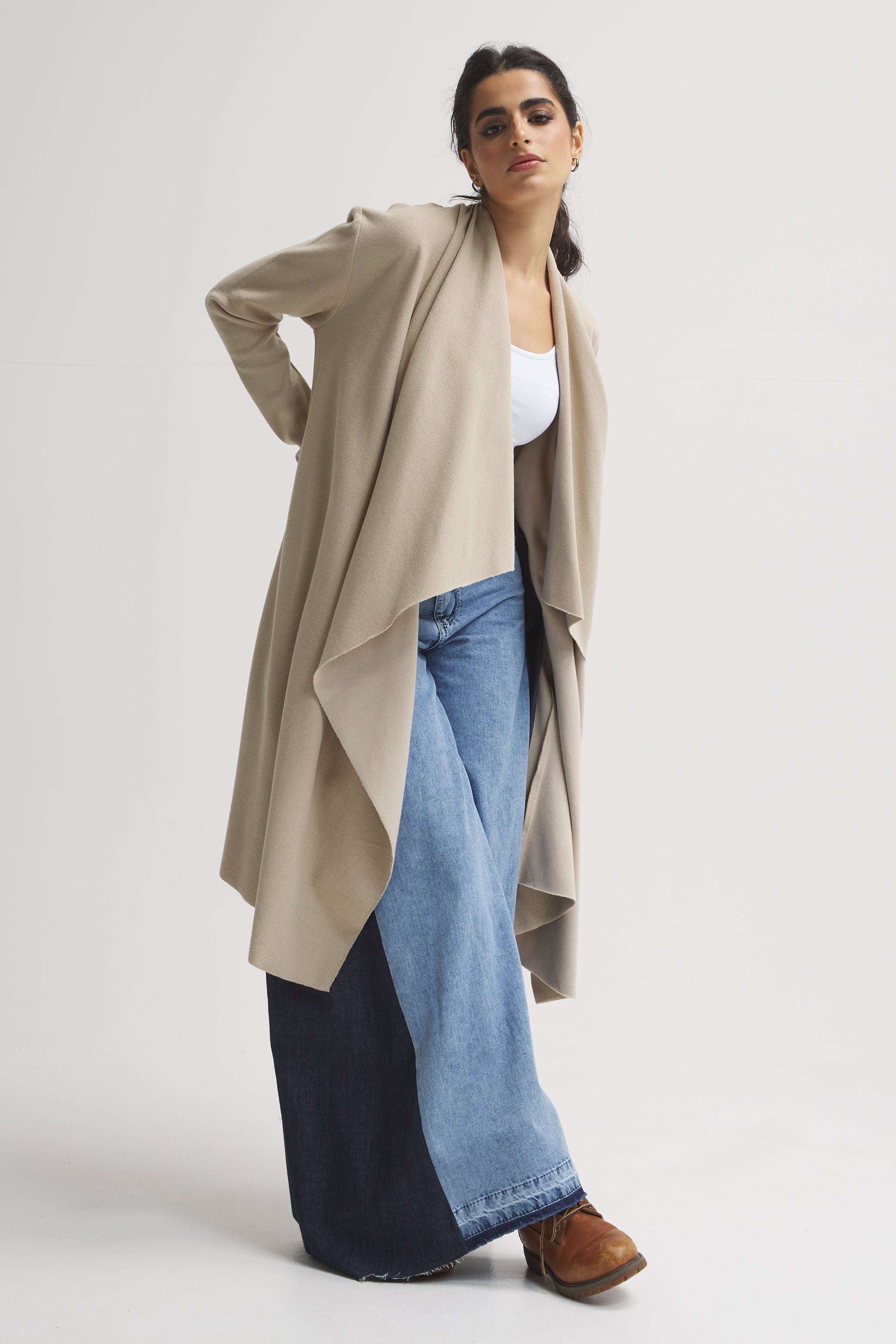 Asymmetrical Beige Cardigan