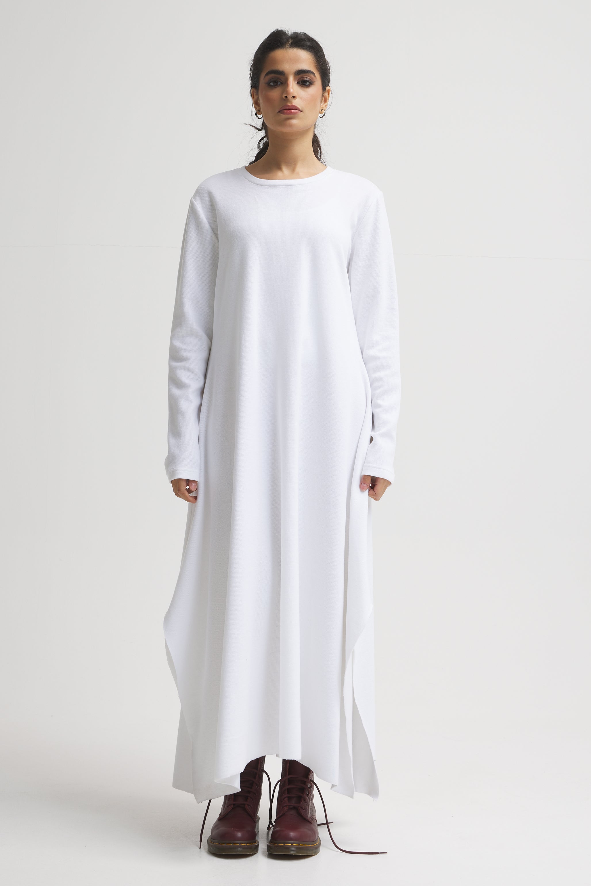 Asymmetrical Basic Dress In White