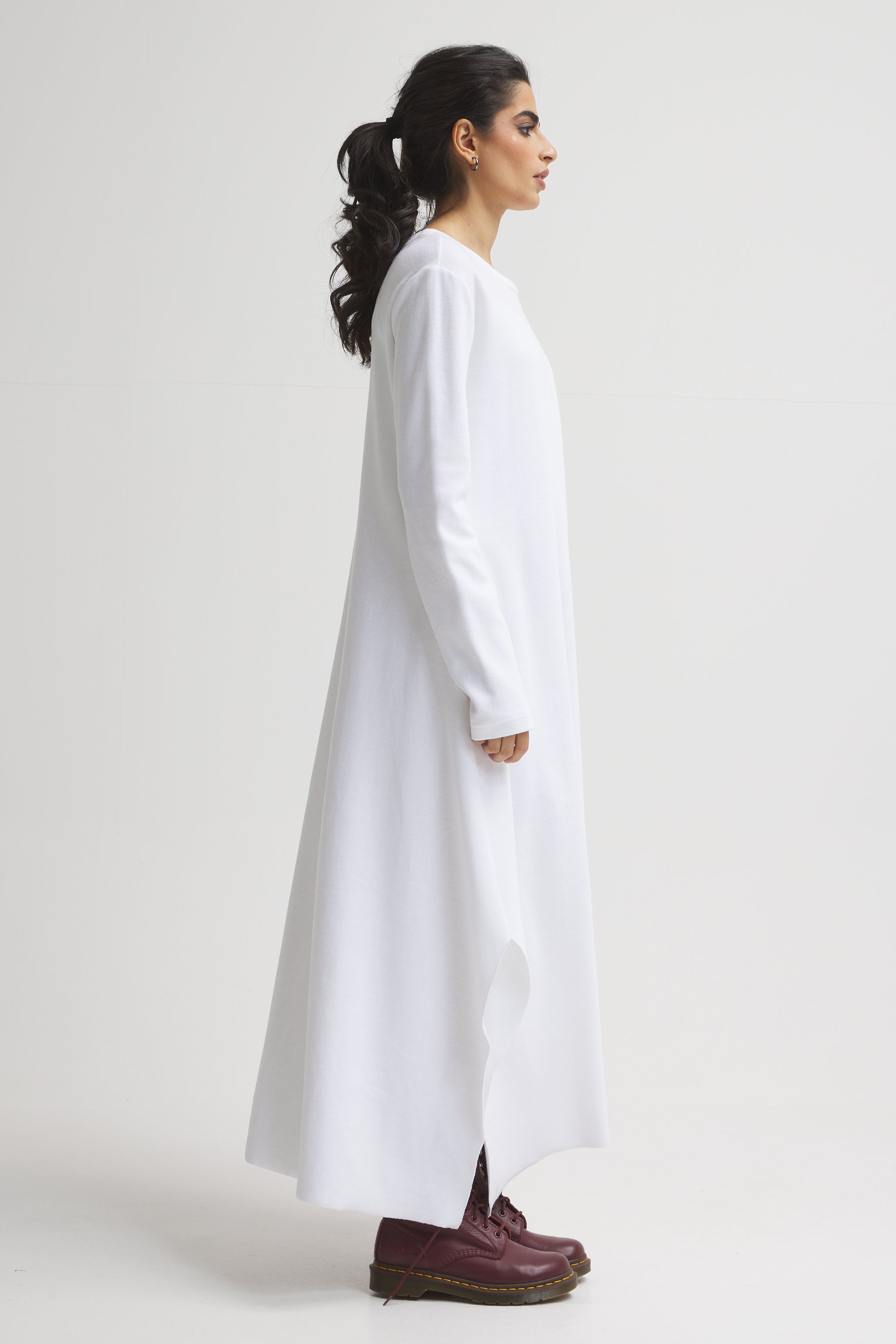 Asymmetrical Basic Dress In White