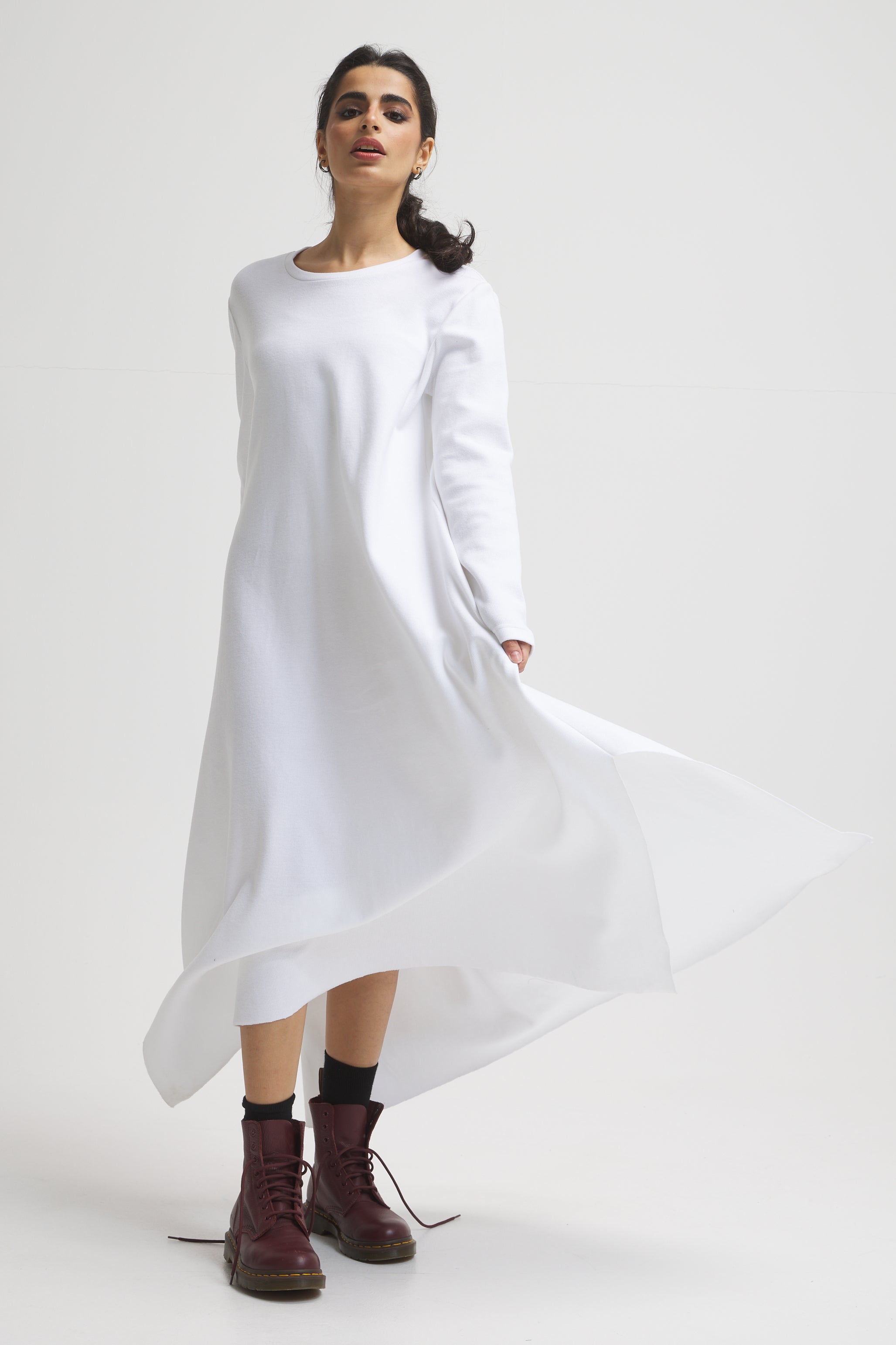 Asymmetrical Basic Dress In White