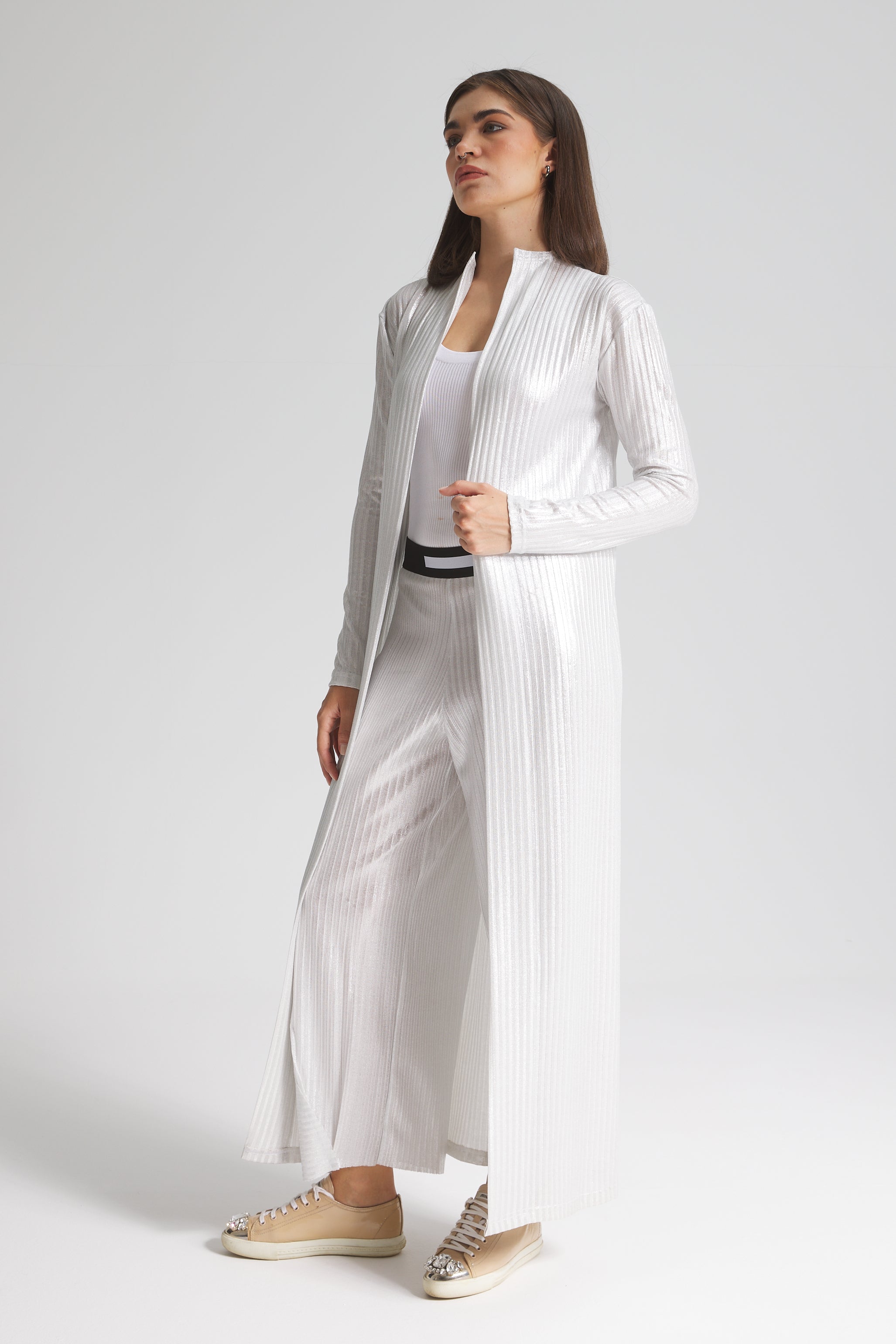 Maxi Slim Cardigan In White