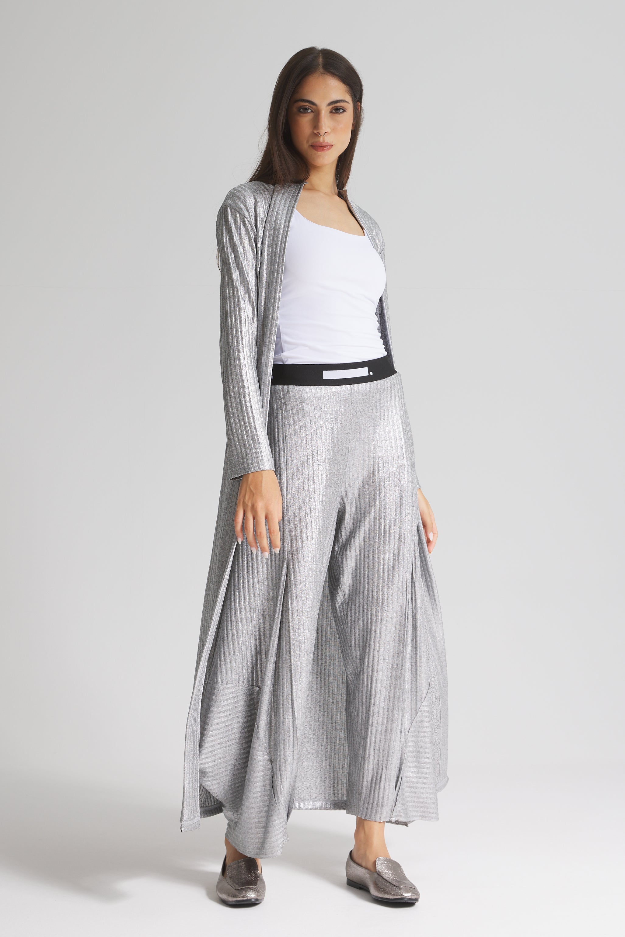 Maxi Slim Cardigan In Silver