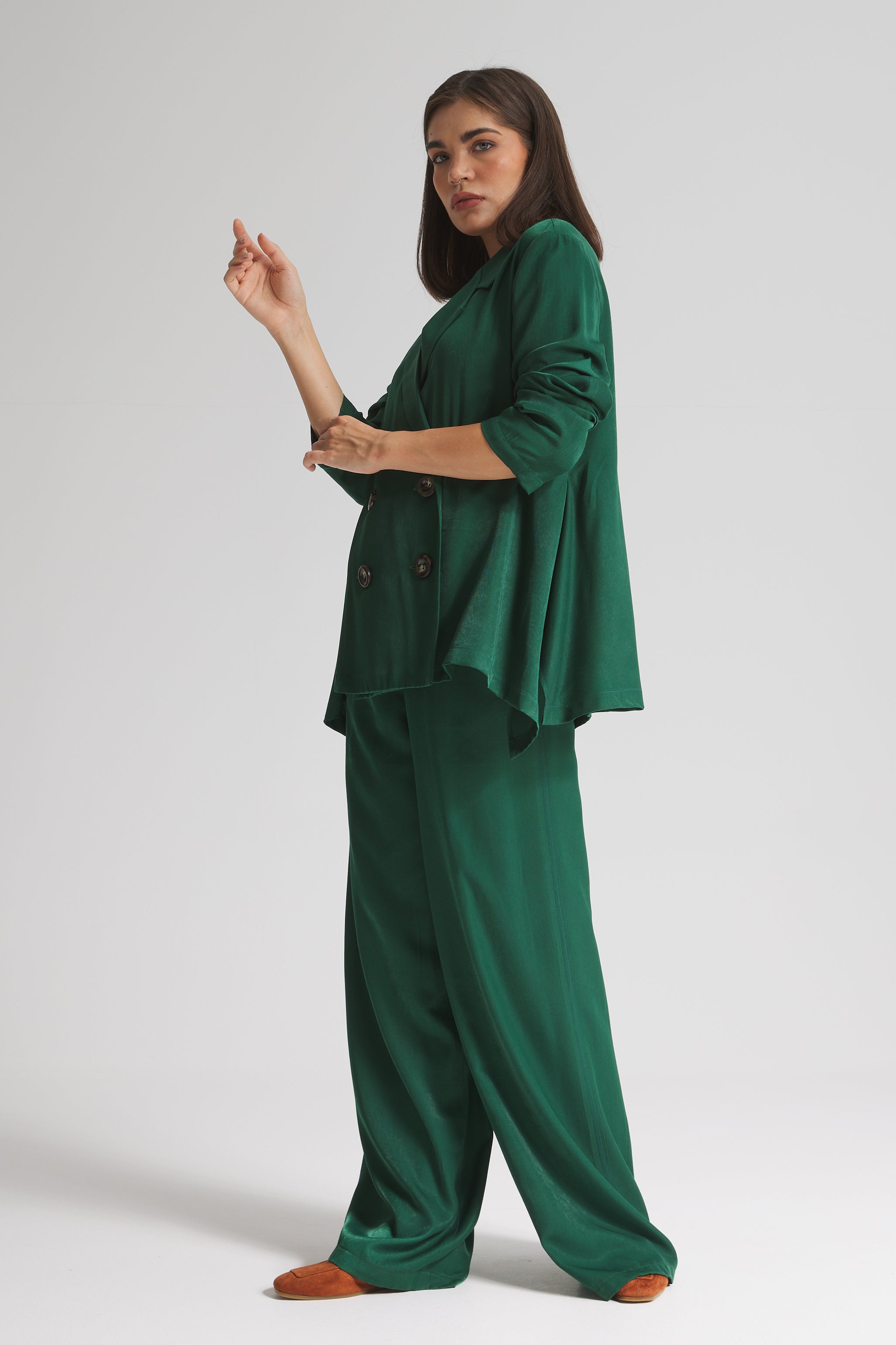 A Line Soft Blazer In Green