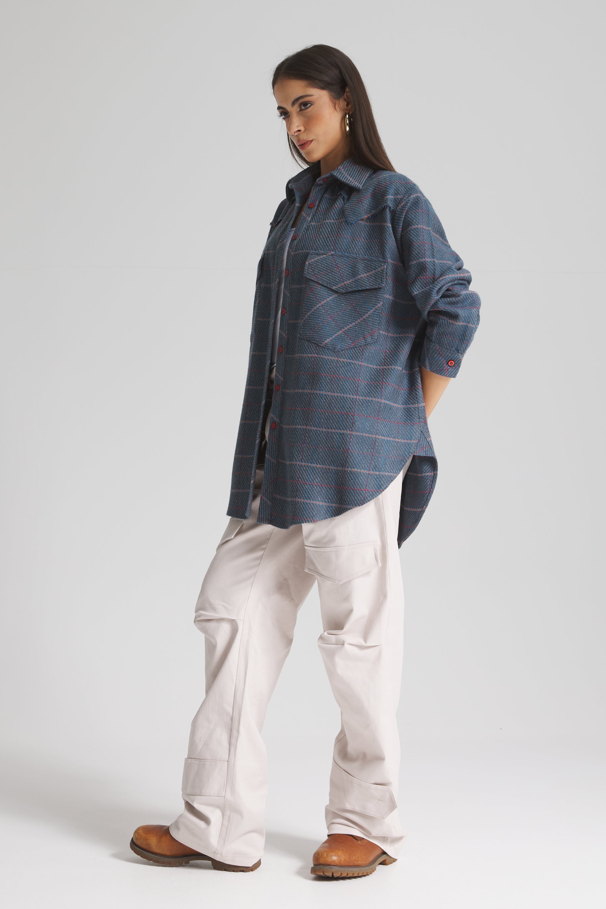 Checker Boyfriend Oversize Shirt