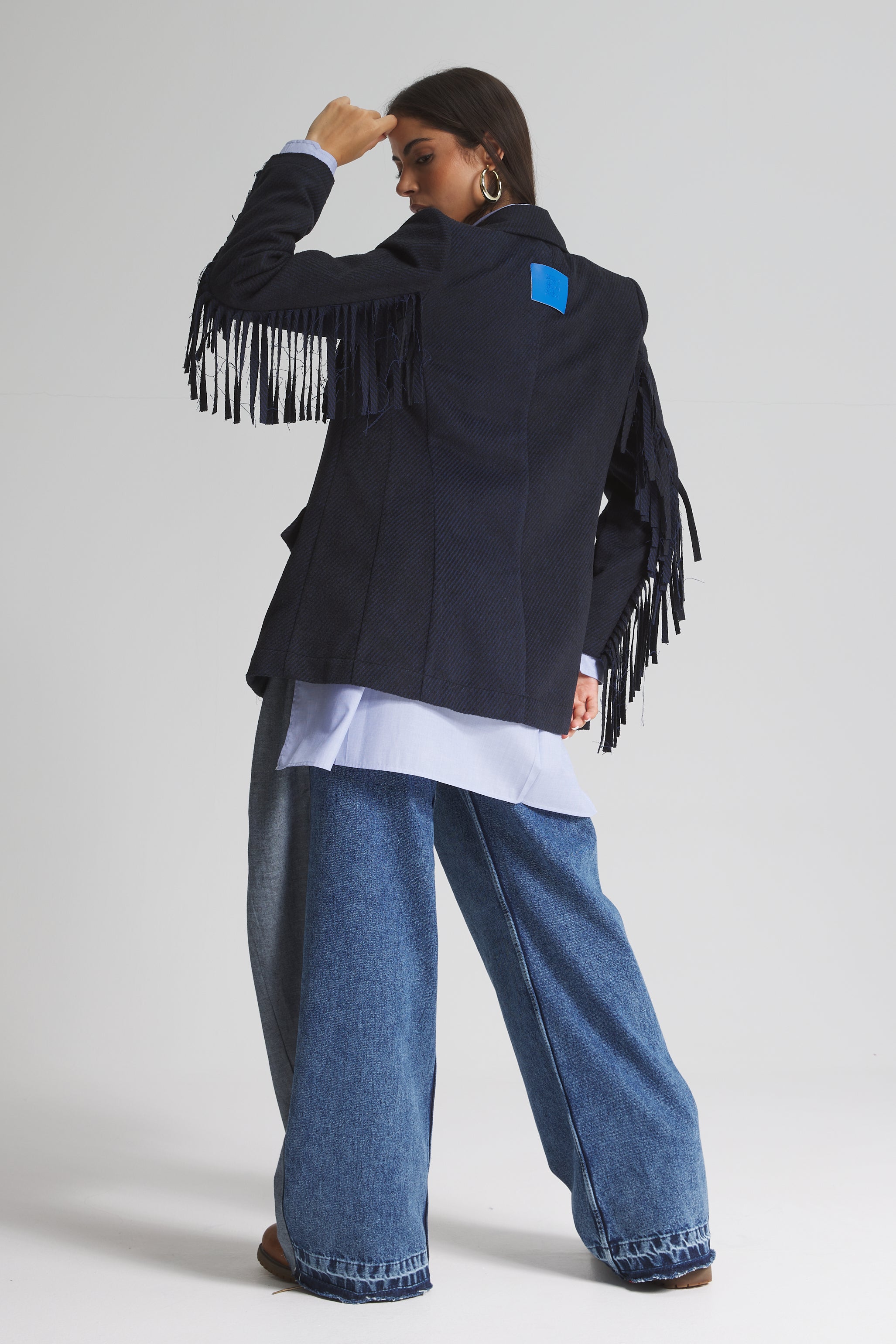 Wool Rever Fringes Blazer