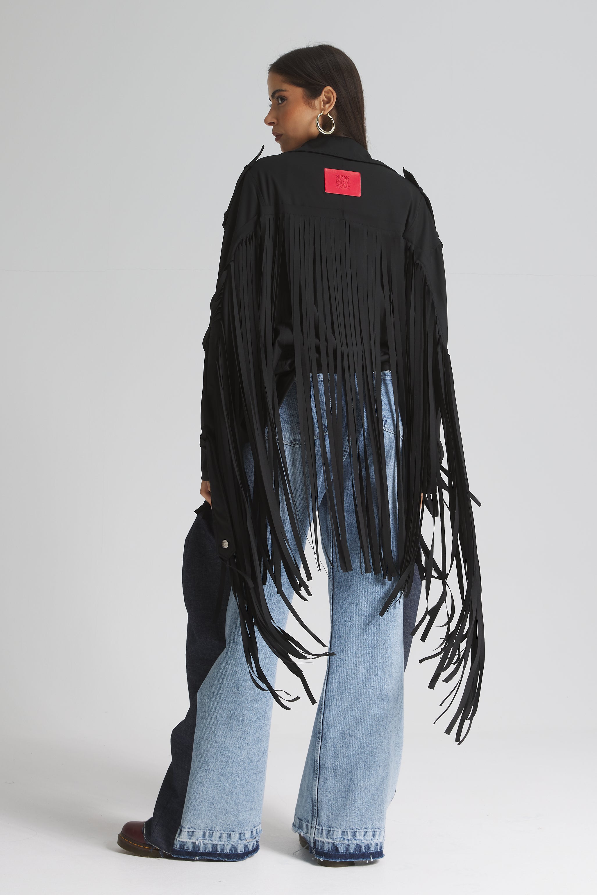 Oversize Moto Black Fringes Jacket