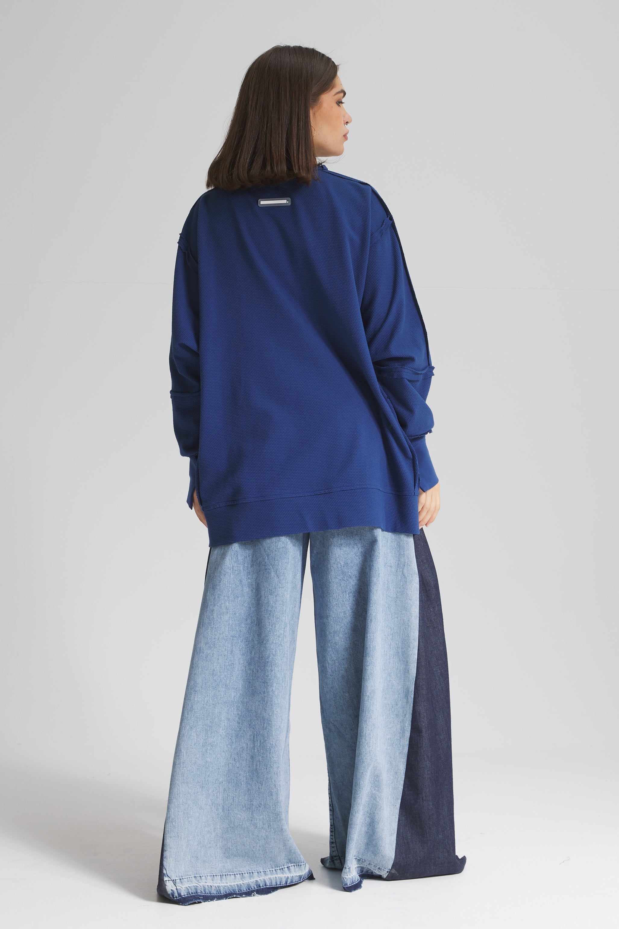 Oversize Patchwork Top In Blue