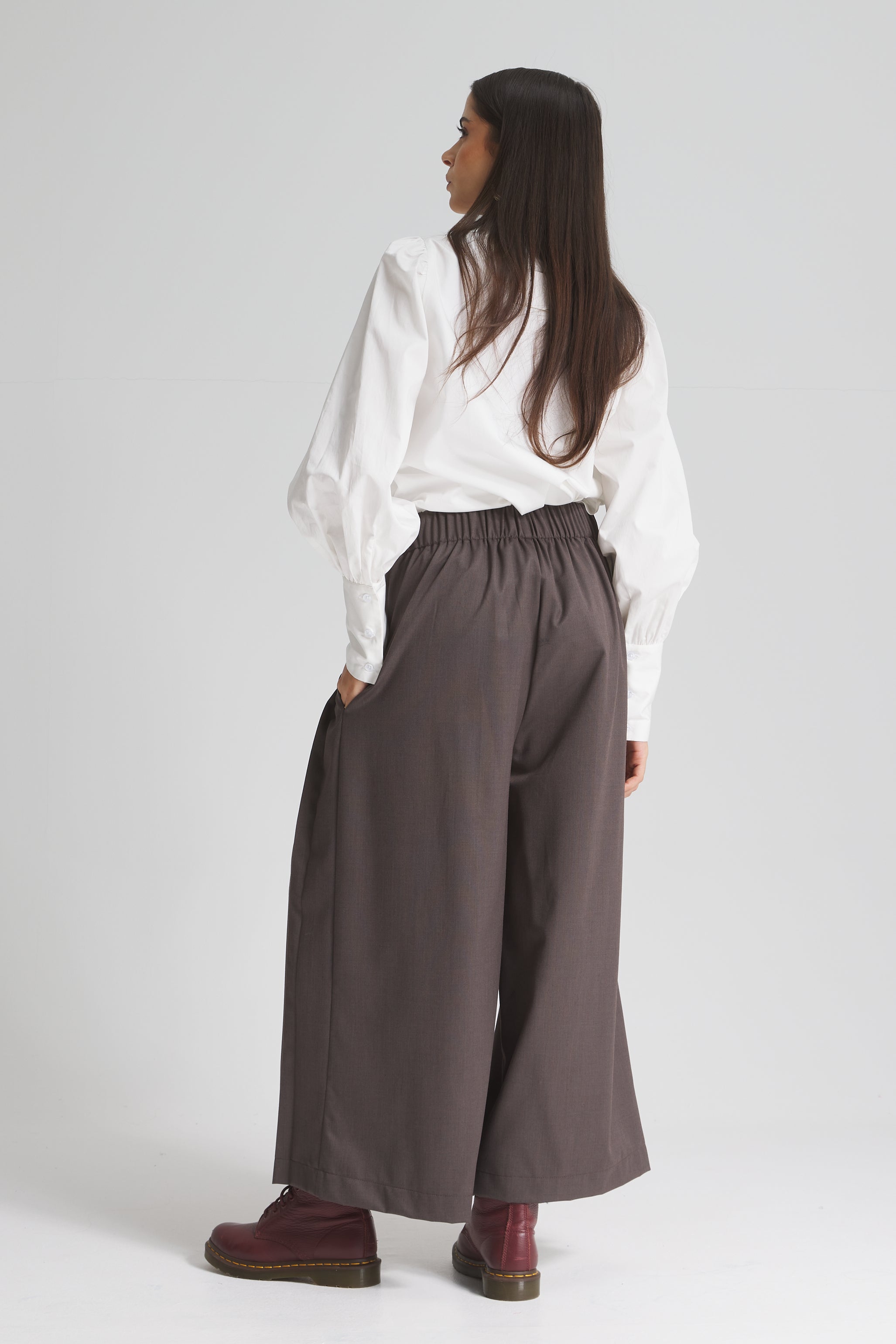 Extra Wide Leg Cropped Brown Pants