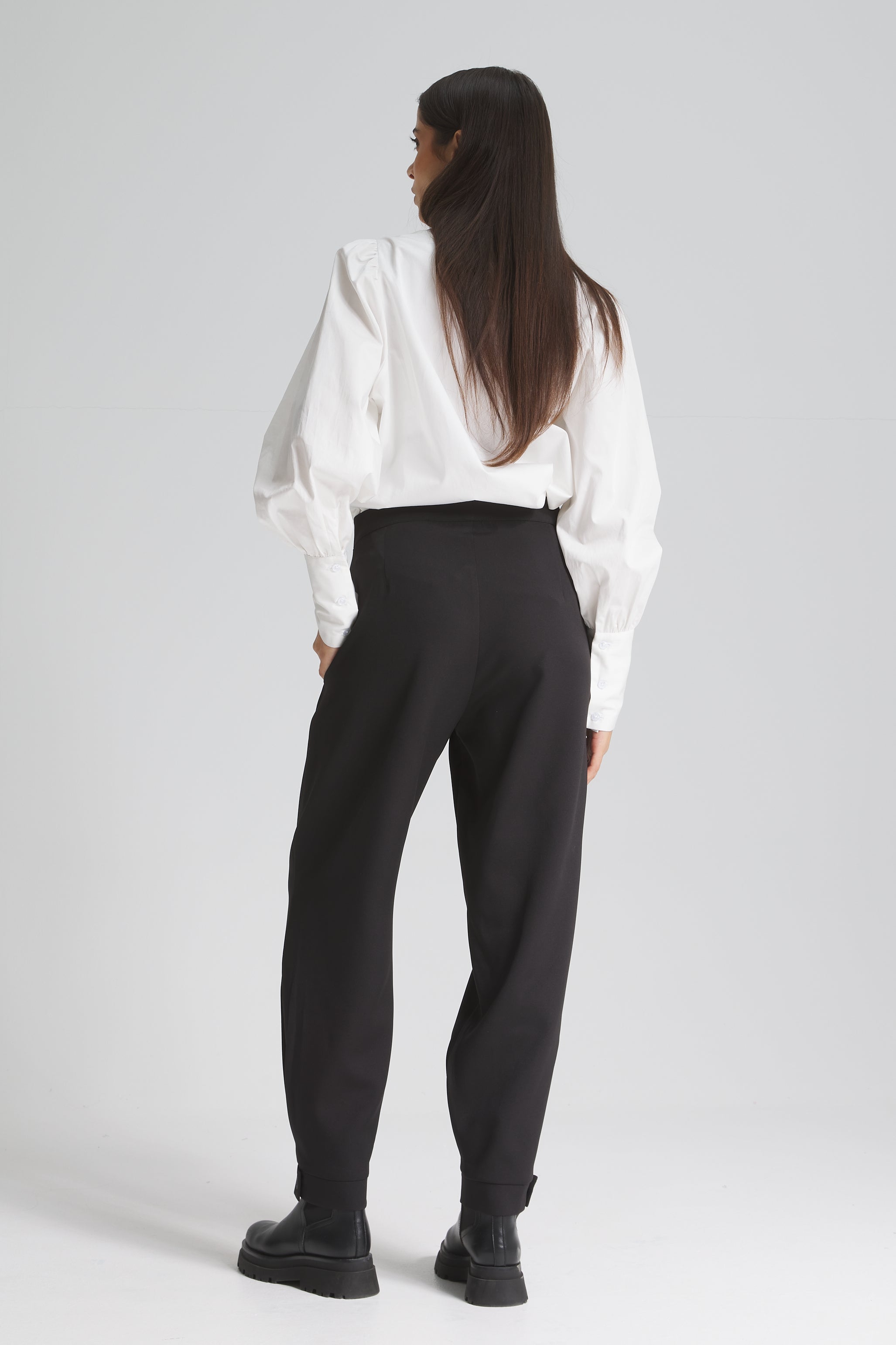 Black Classic Pants With Buttons Leg Cuffs