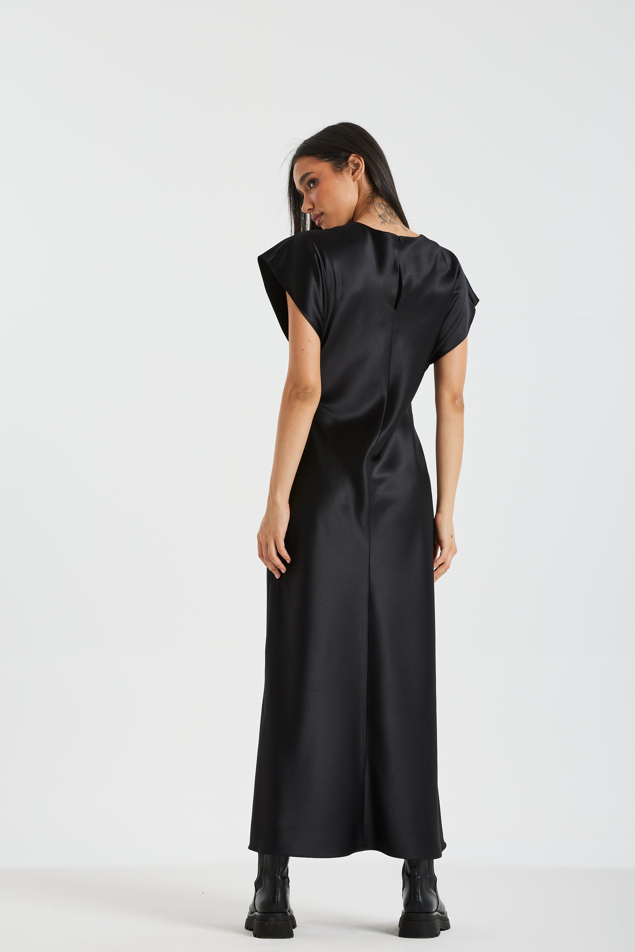 Satin Basic Black Dress