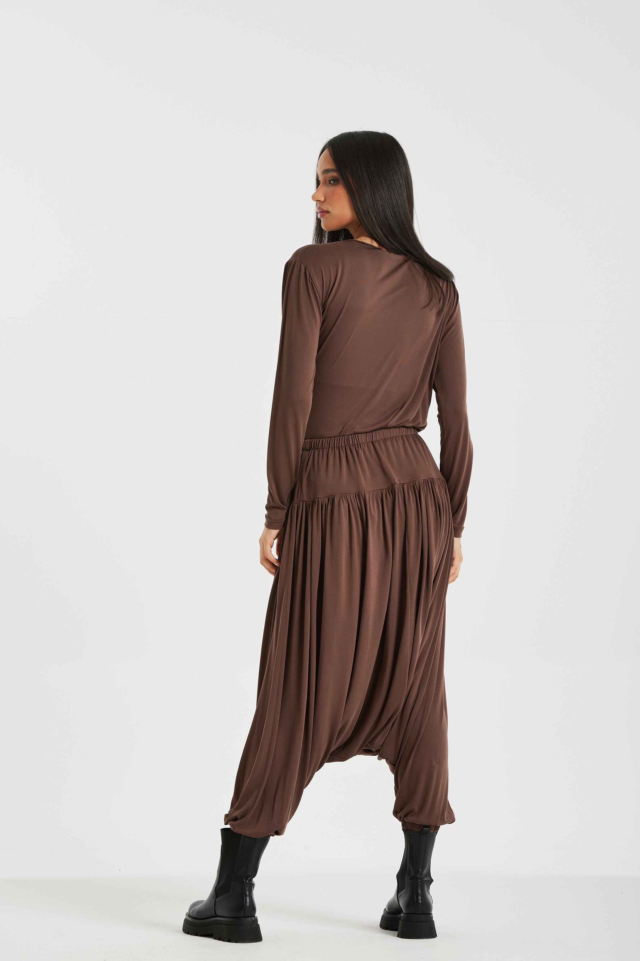 Front Draped Top In Brown