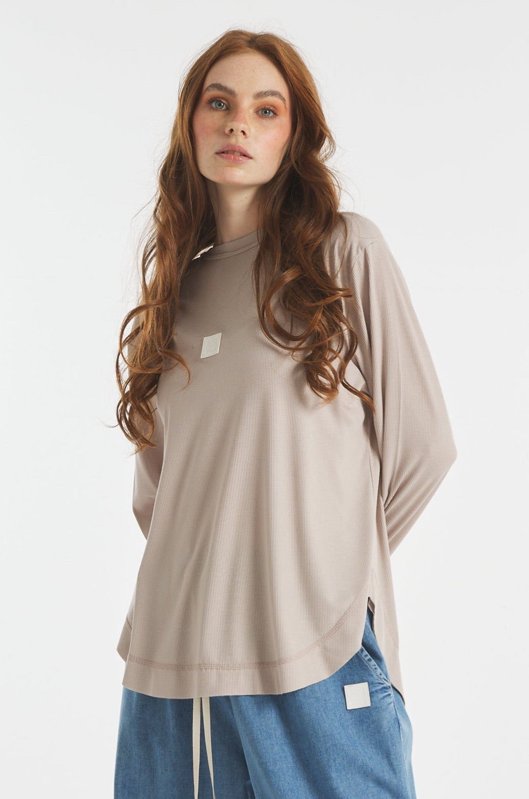 Ribbed Basic T-Shirt In Nude