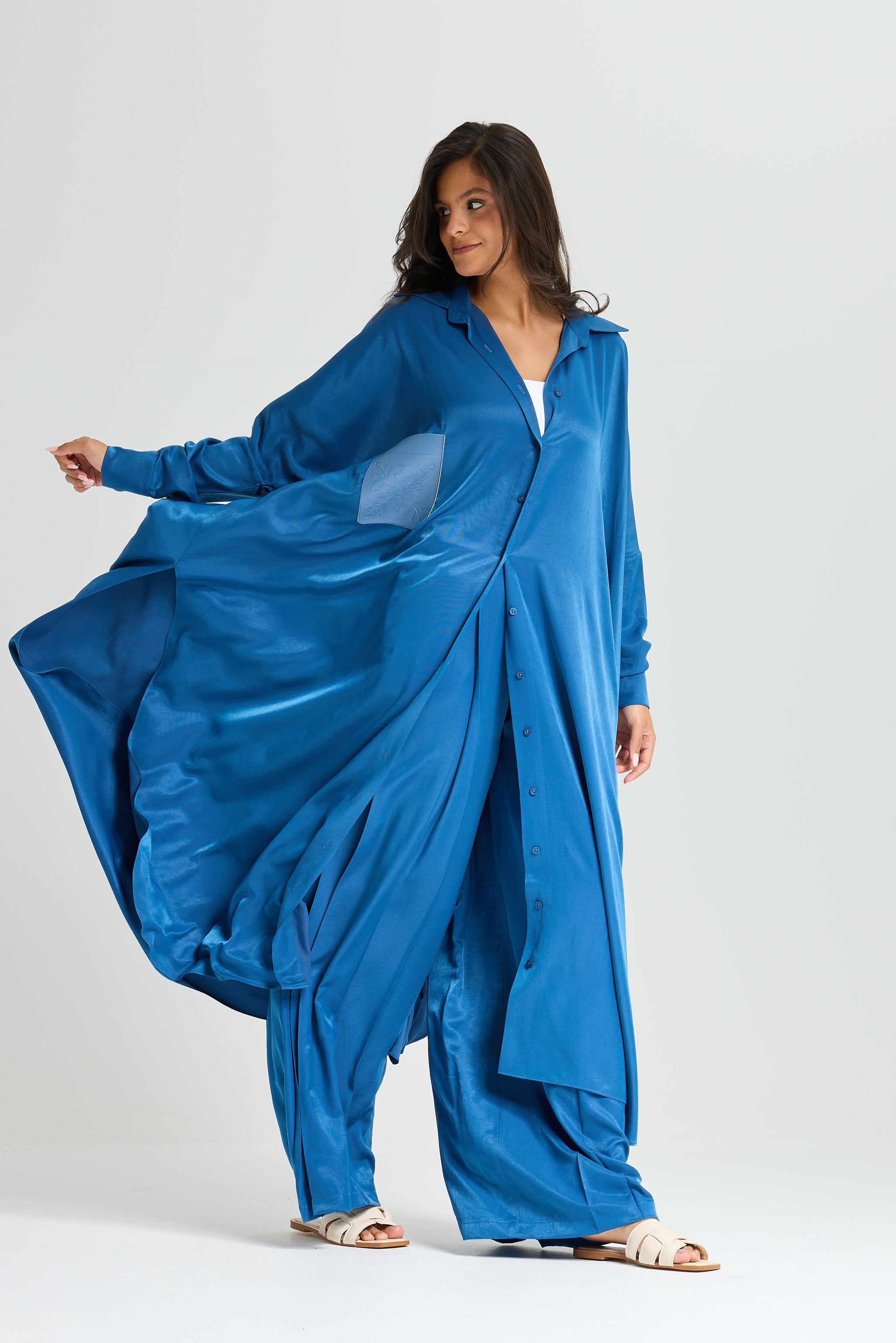 Long Shirt Dress In Blue