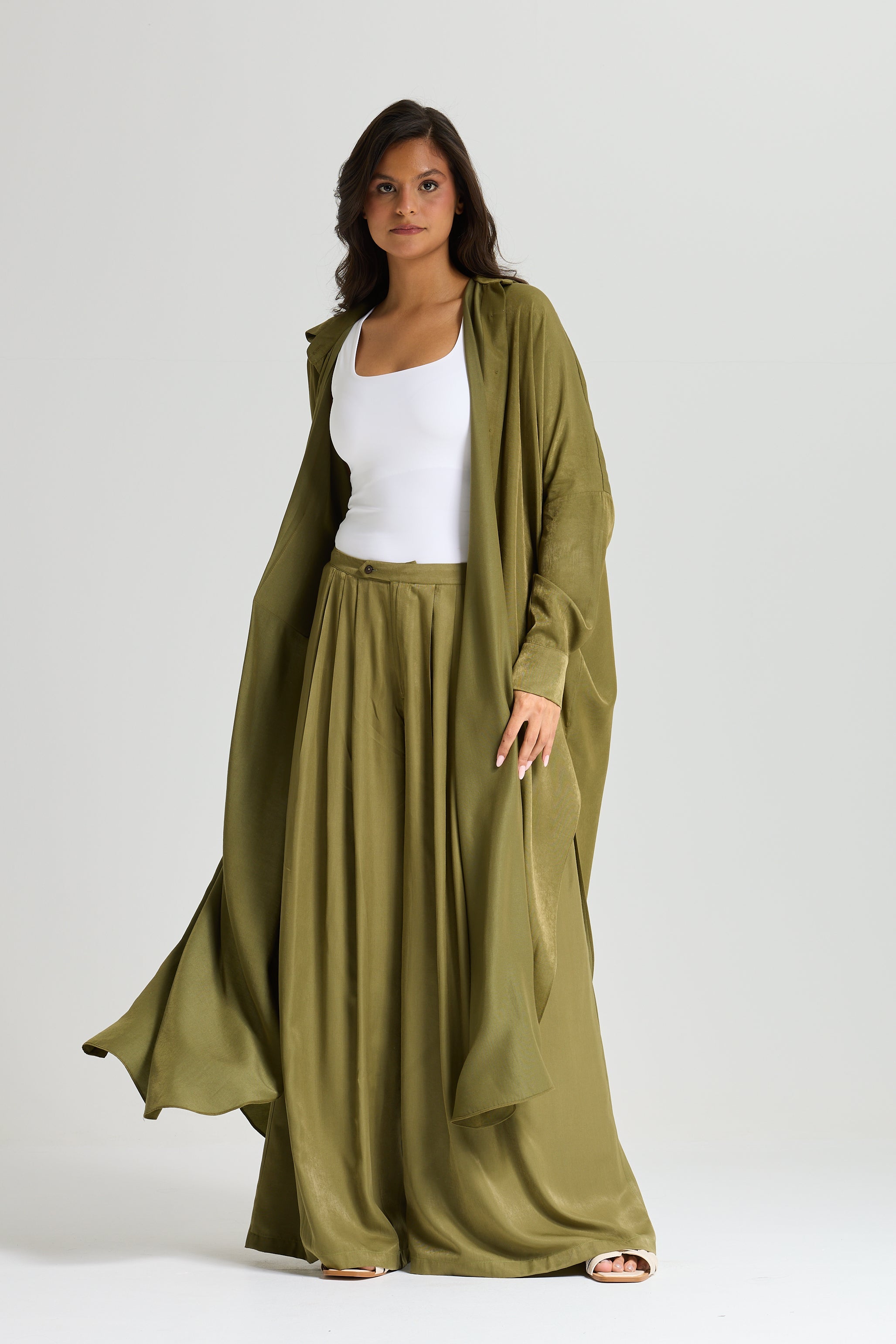 Long Shirt Dress In Olive