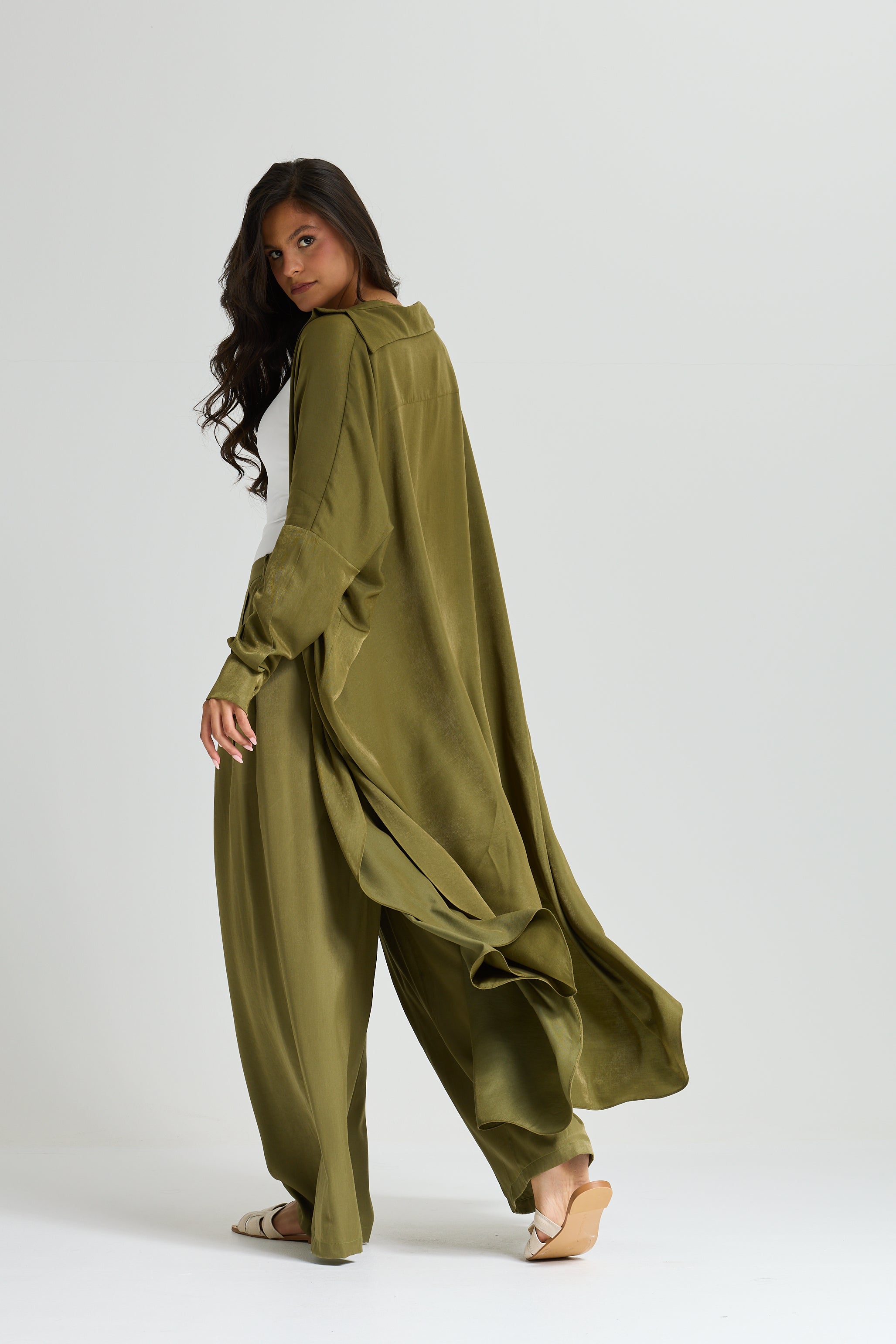 Long Shirt Dress In Olive