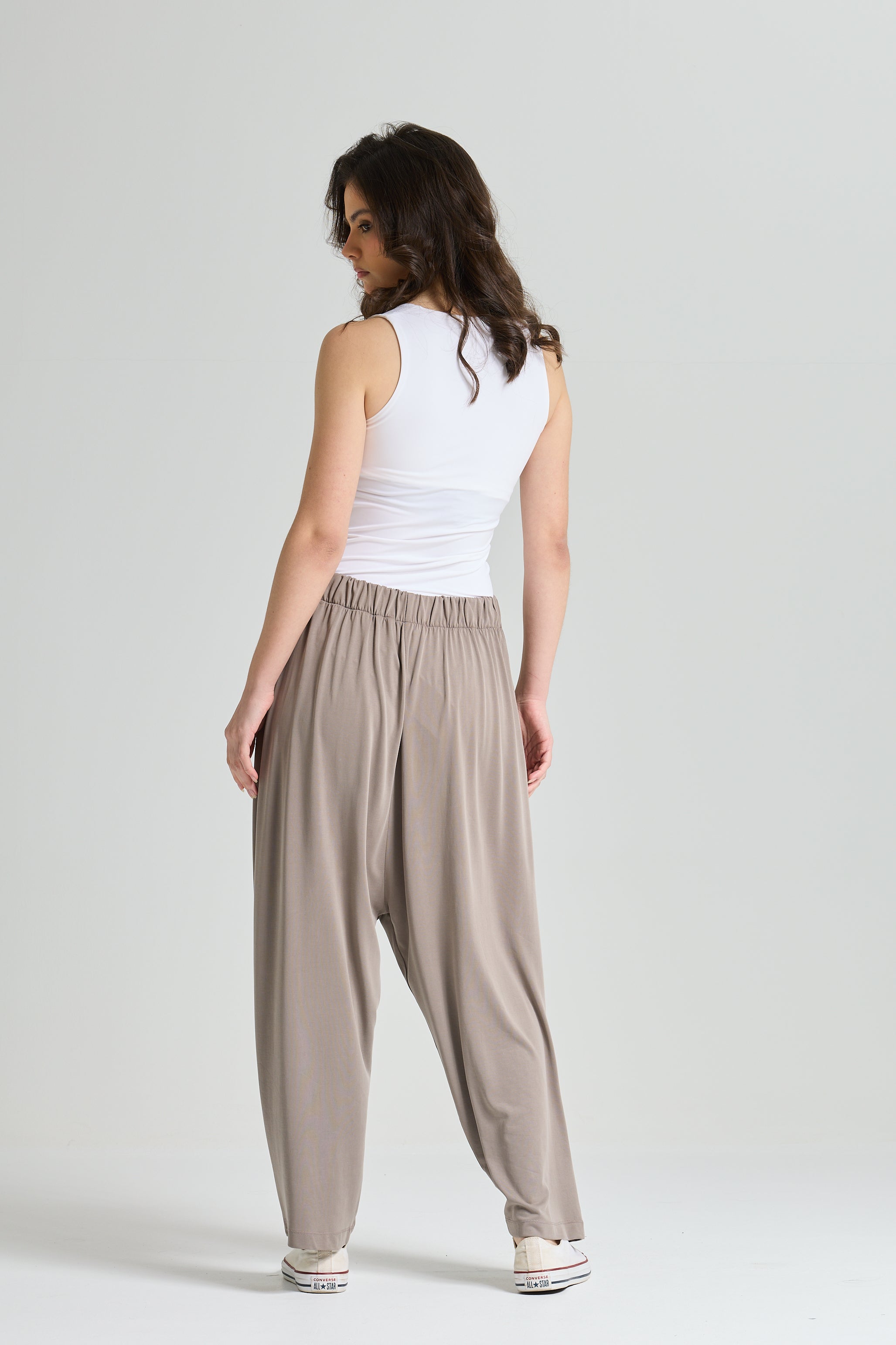 Flapped Lycra Pants In Grey