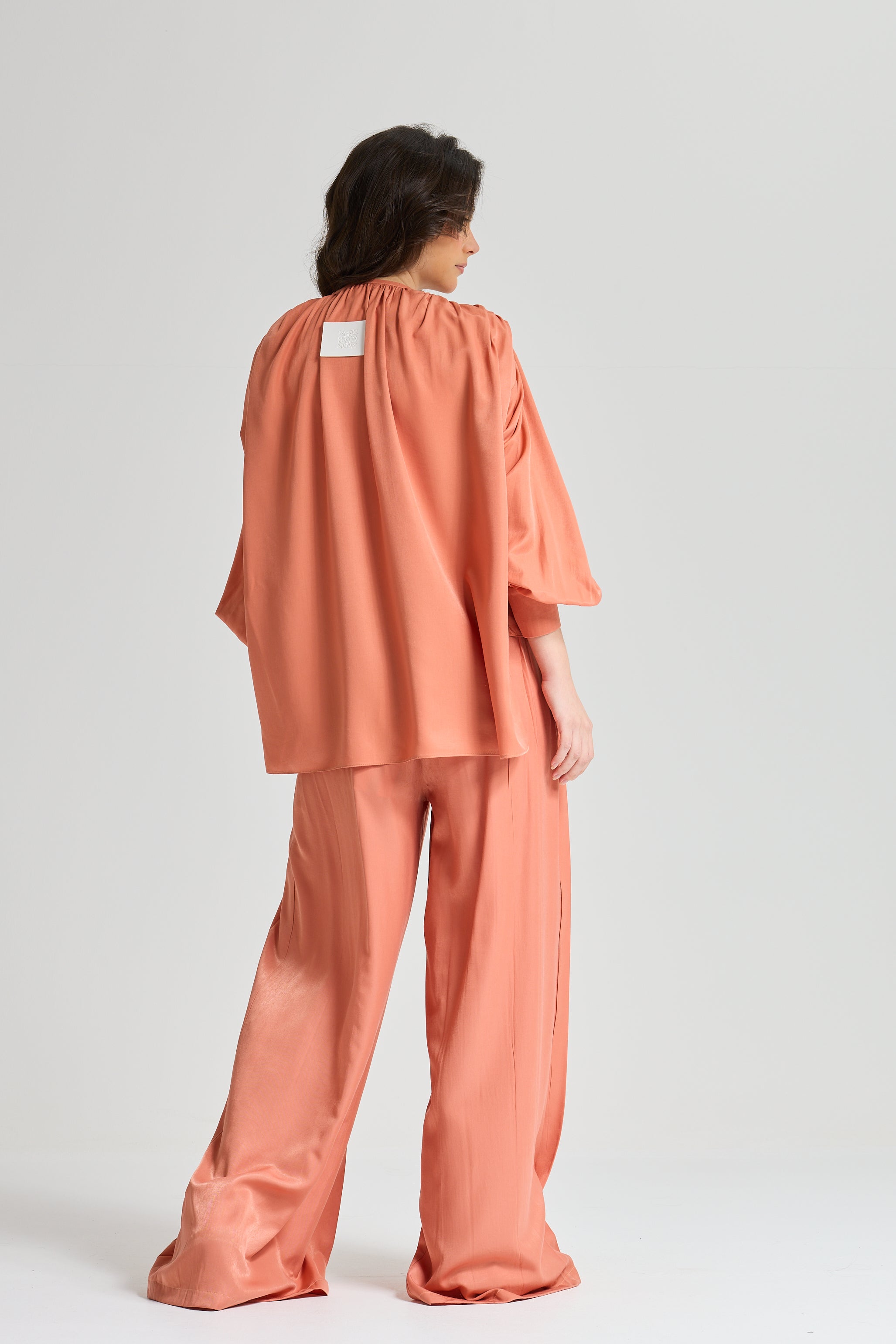 Soft Balloon Sleeves Top In Peach