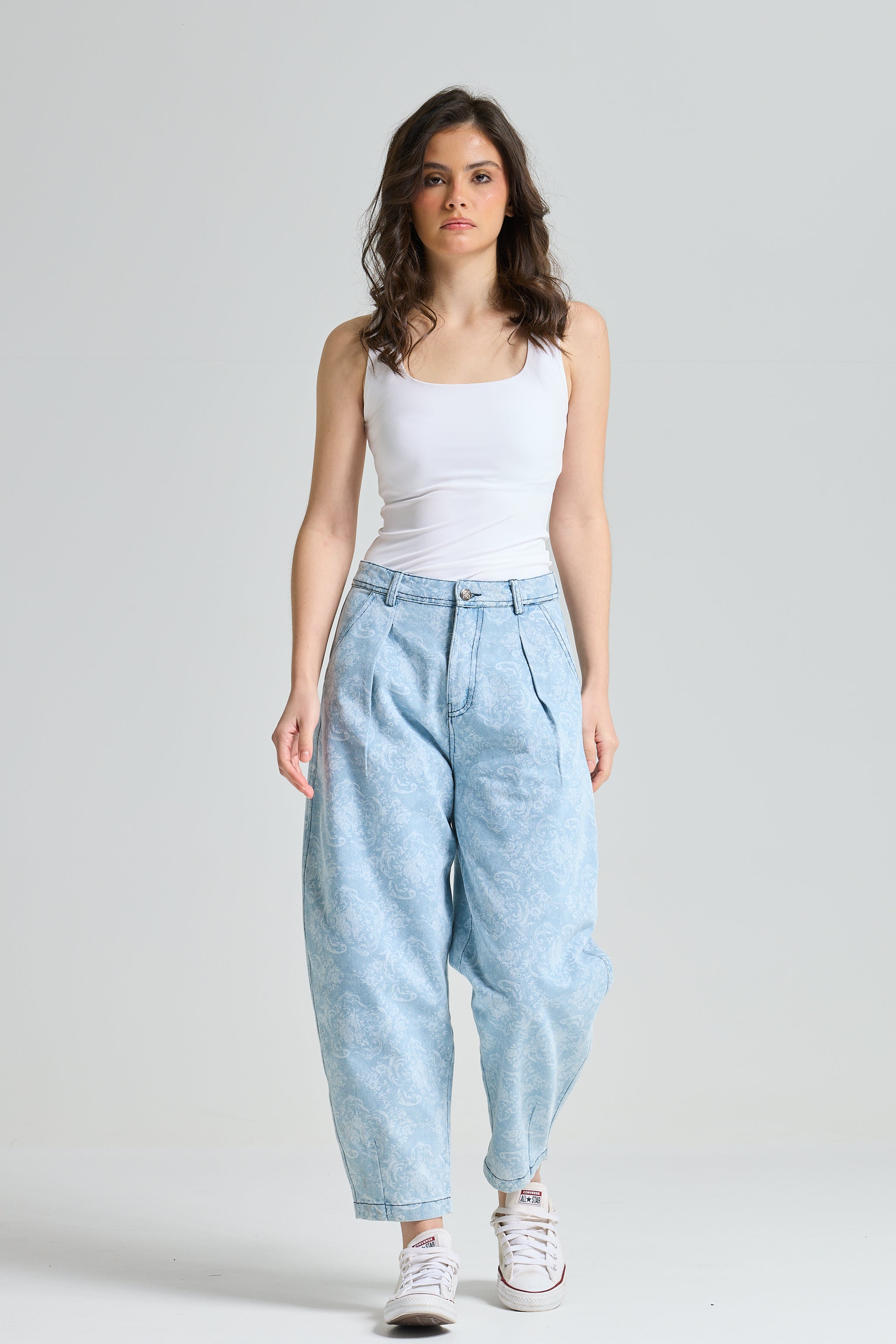 Flowery Denim Pants