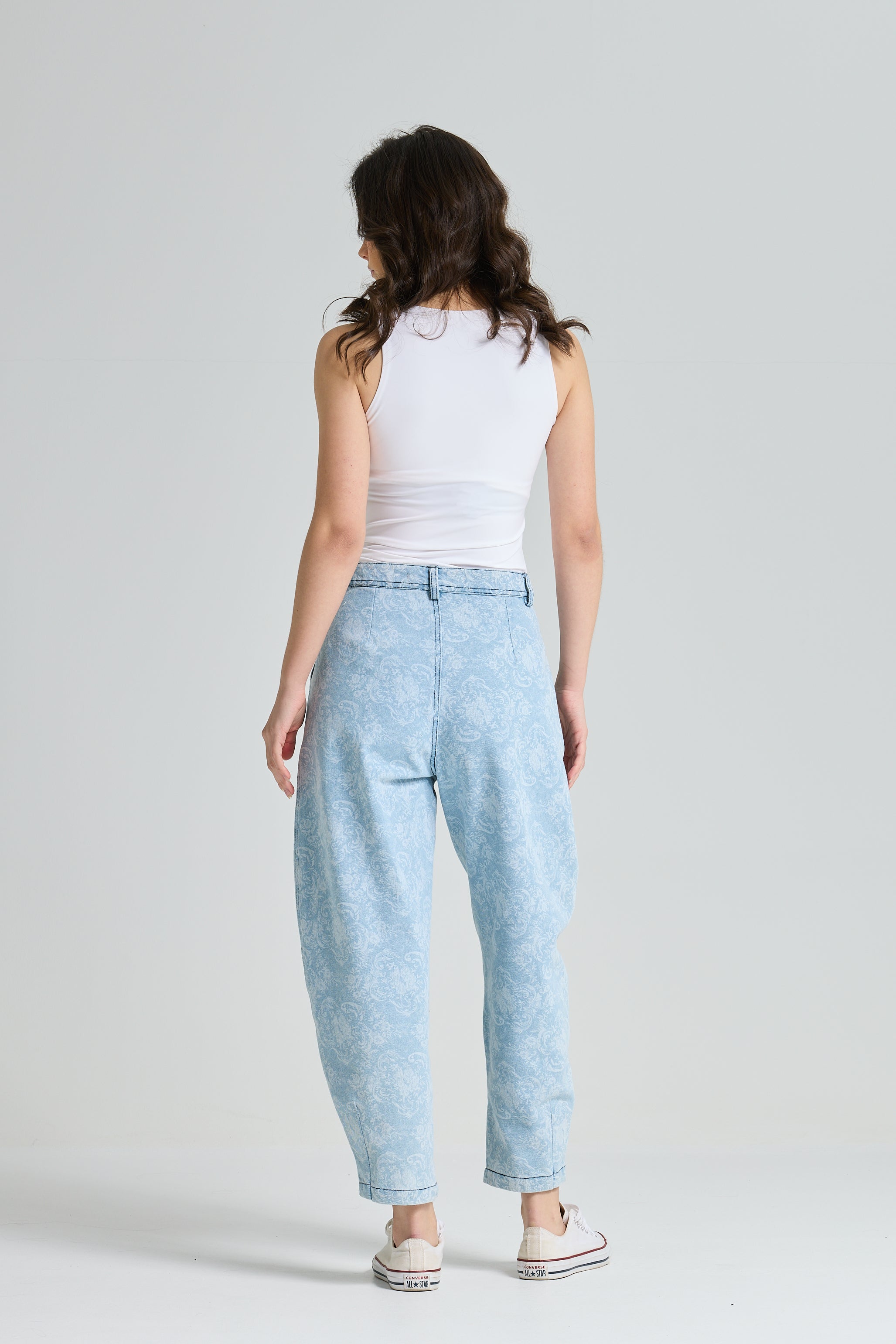 Flowery Denim Pants