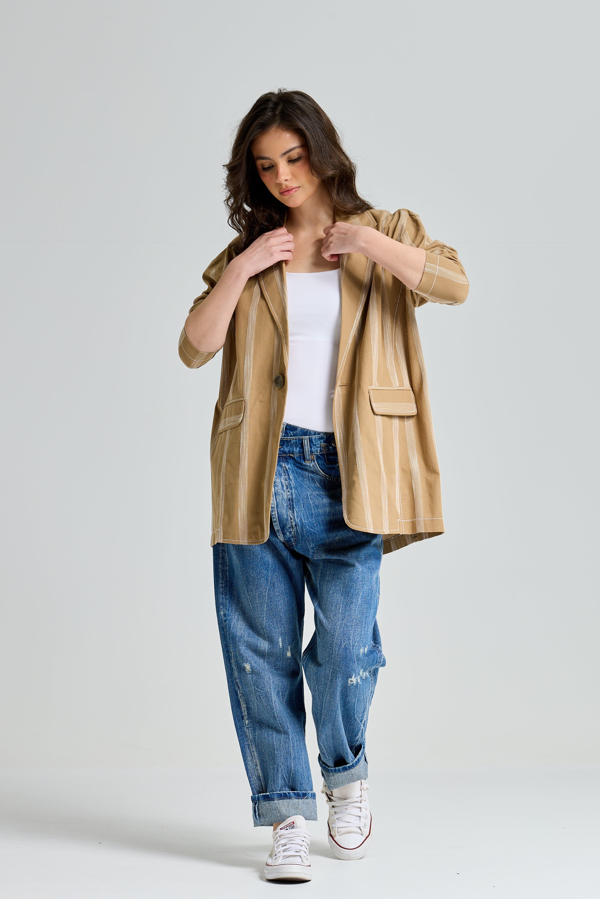 Striped Linen Oversize Blazer