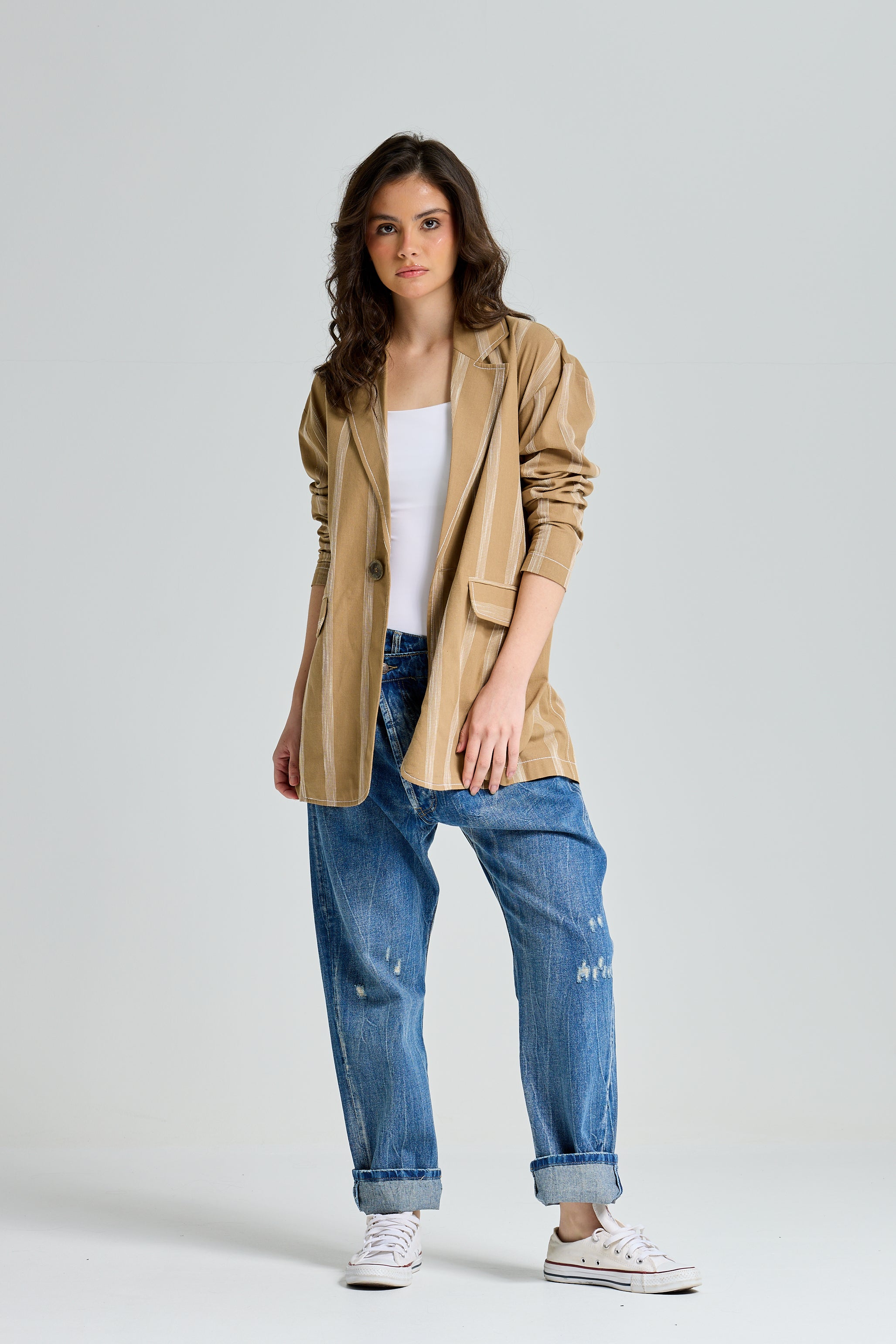 Striped Linen Oversize Blazer