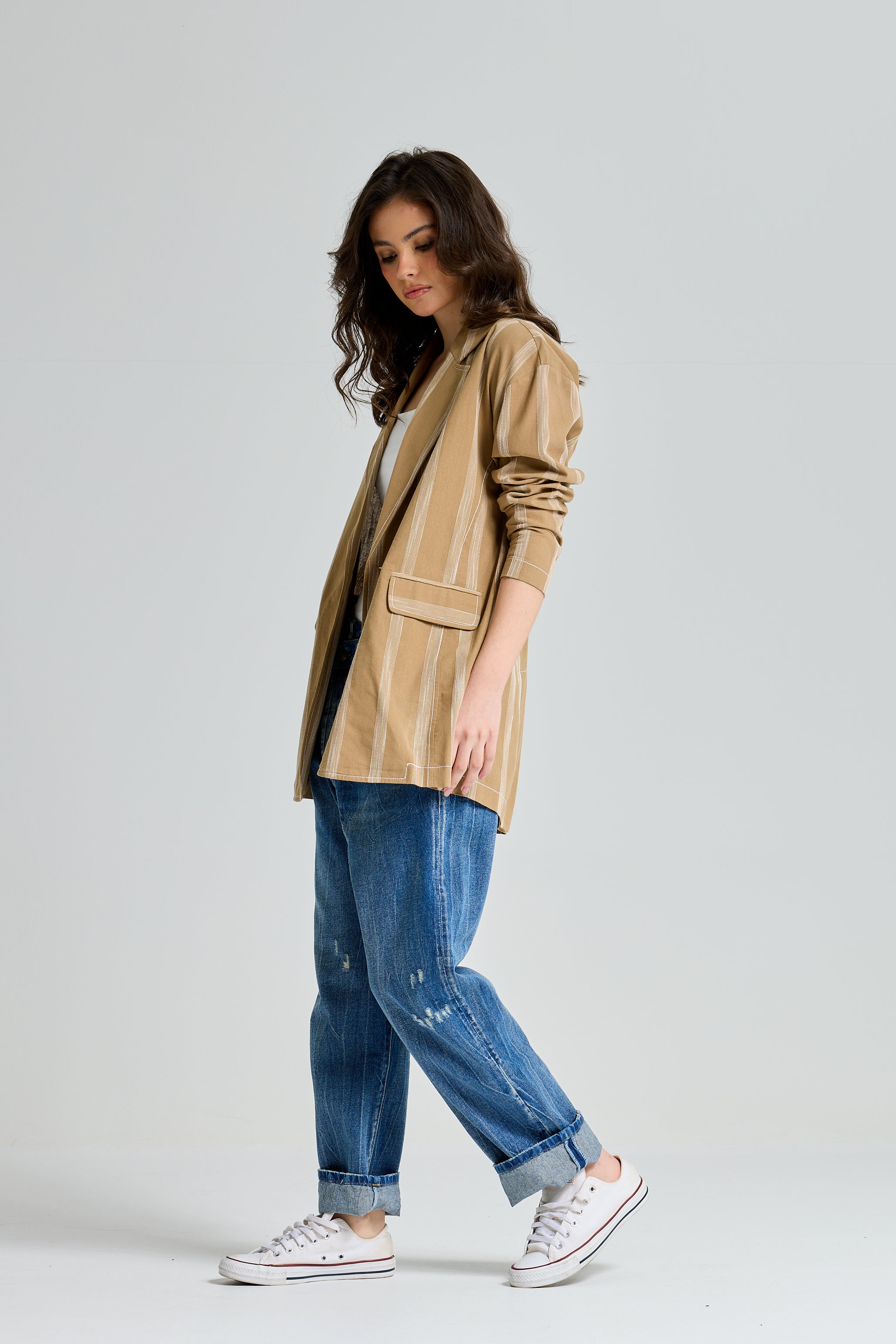 Striped Linen Oversize Blazer