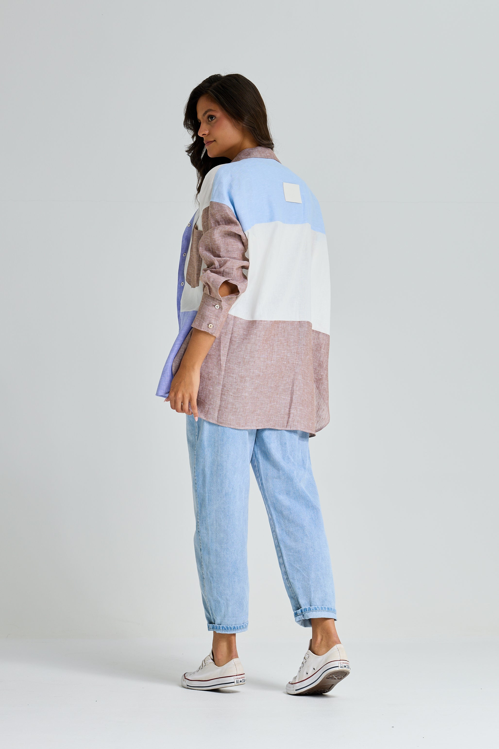 Patchwork Linen Multicolor Linen Shirt
