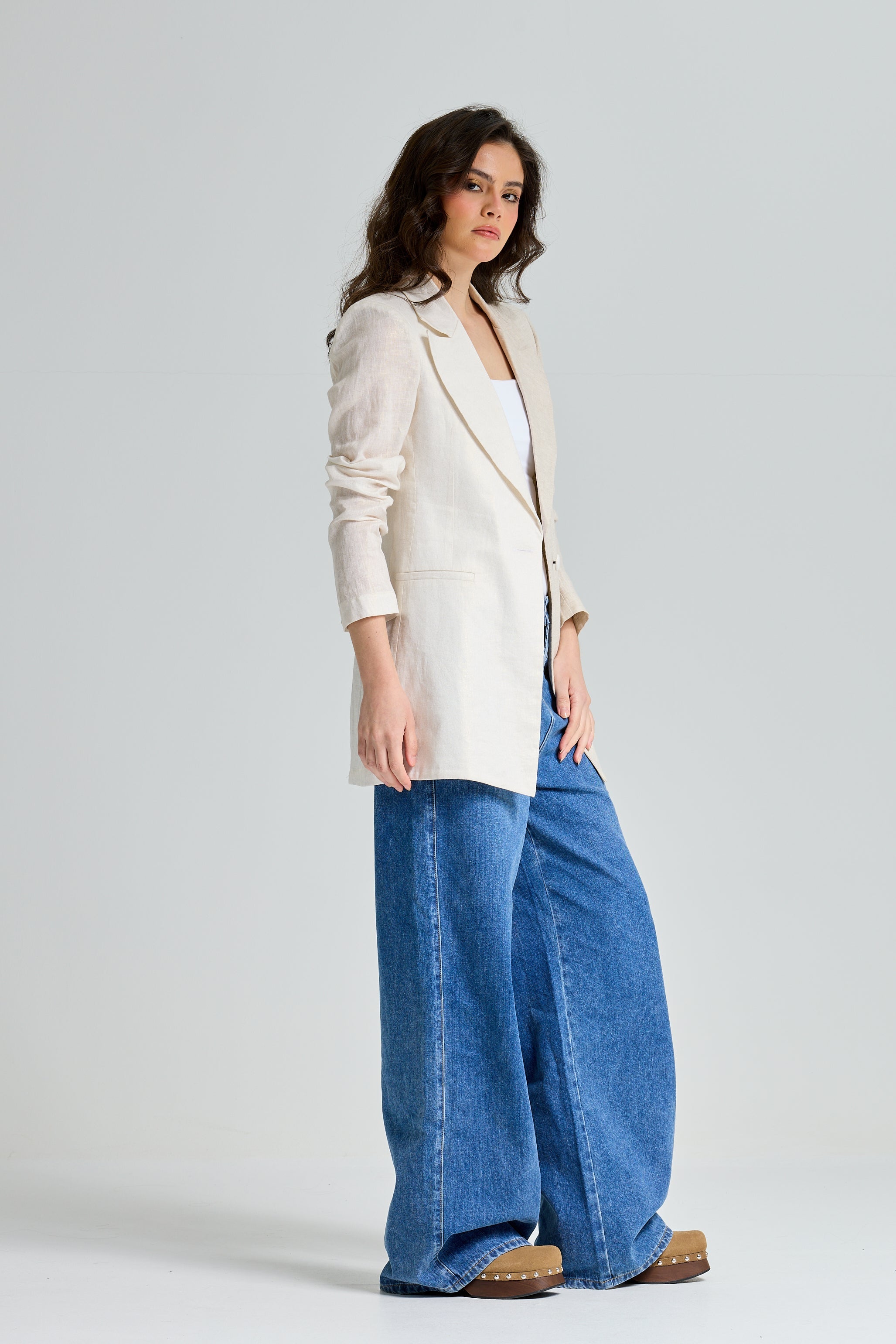 Two Colors Linen Blazer