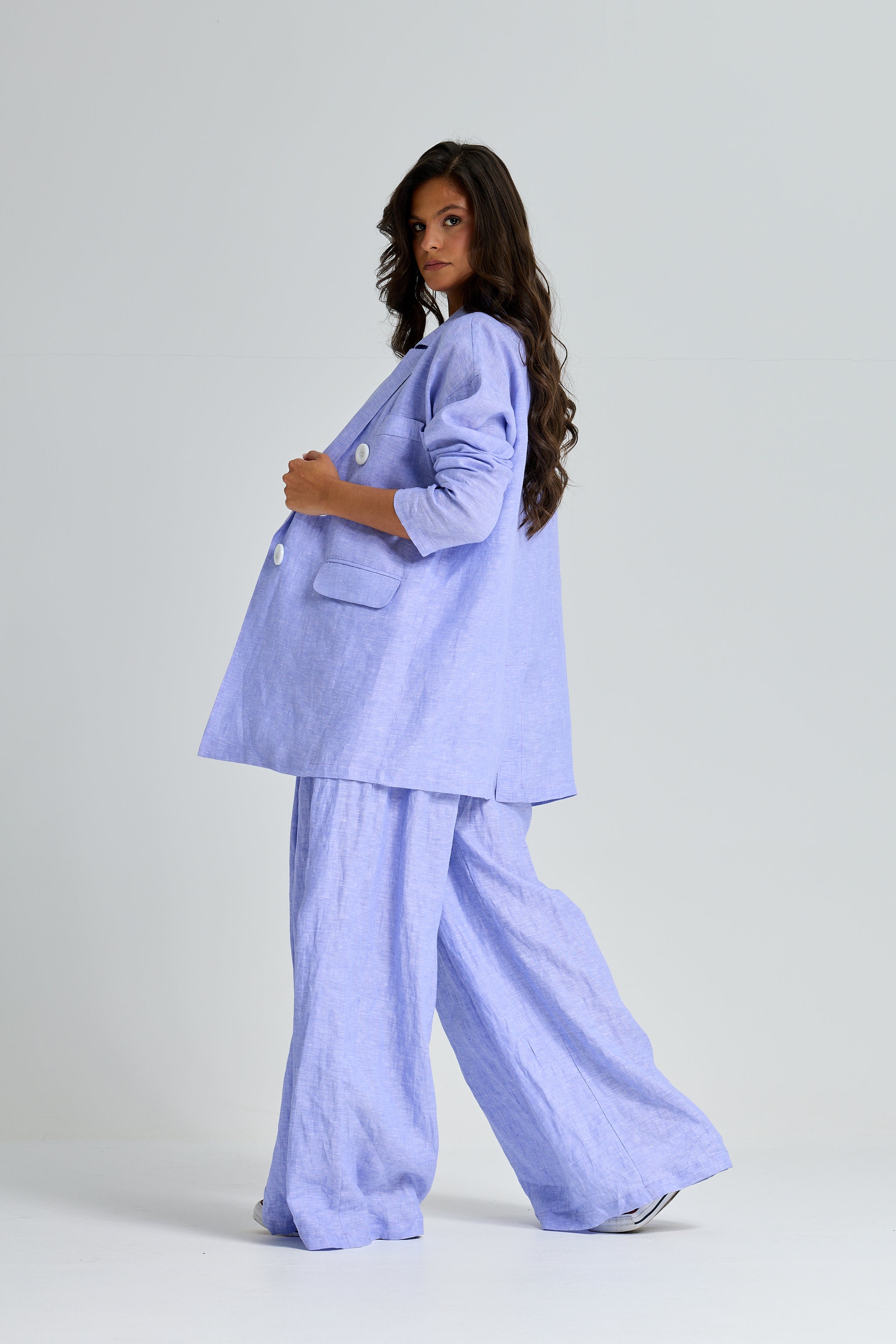 Oversize Purple Linen Blazer
