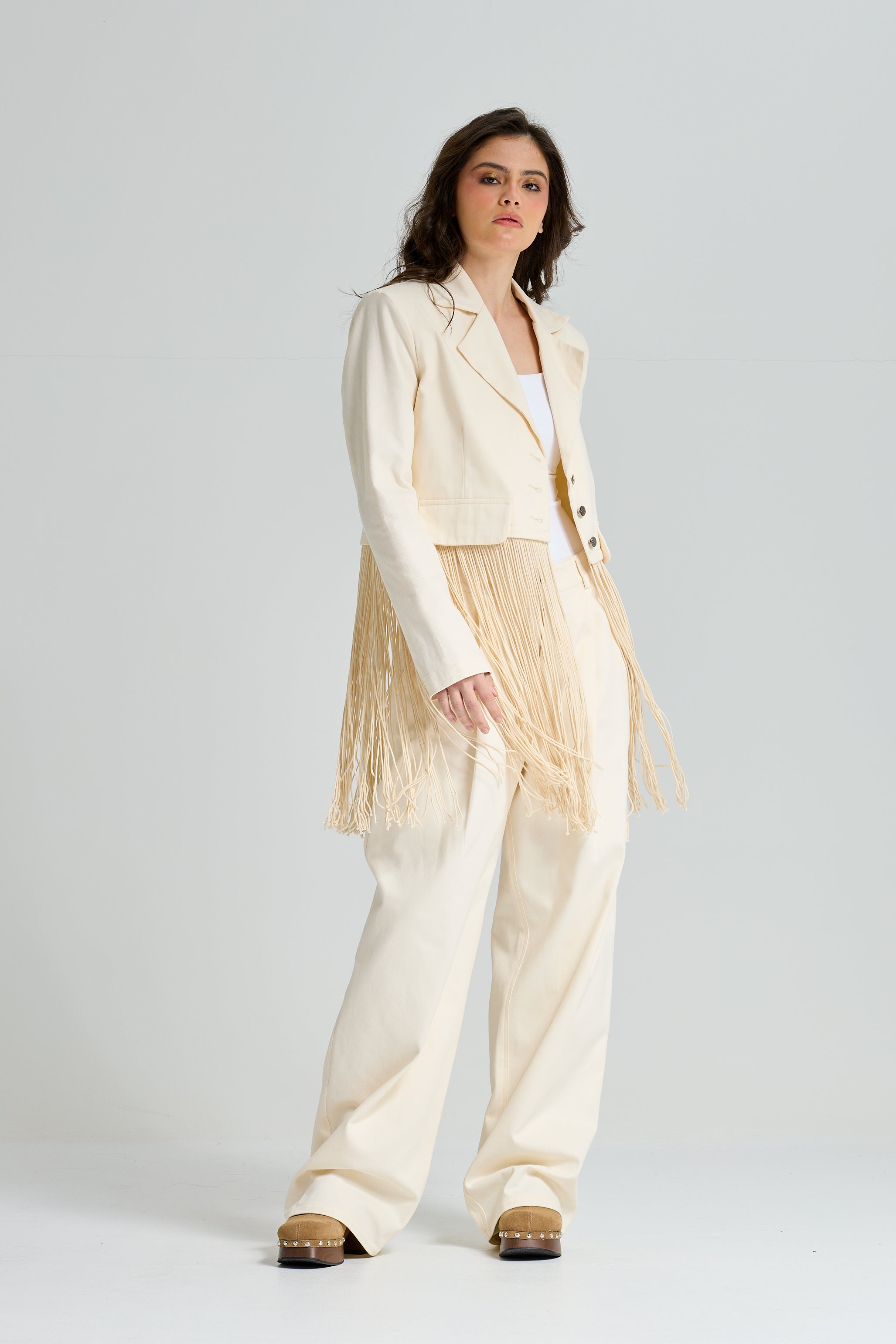 Cream Wide Leg Pants