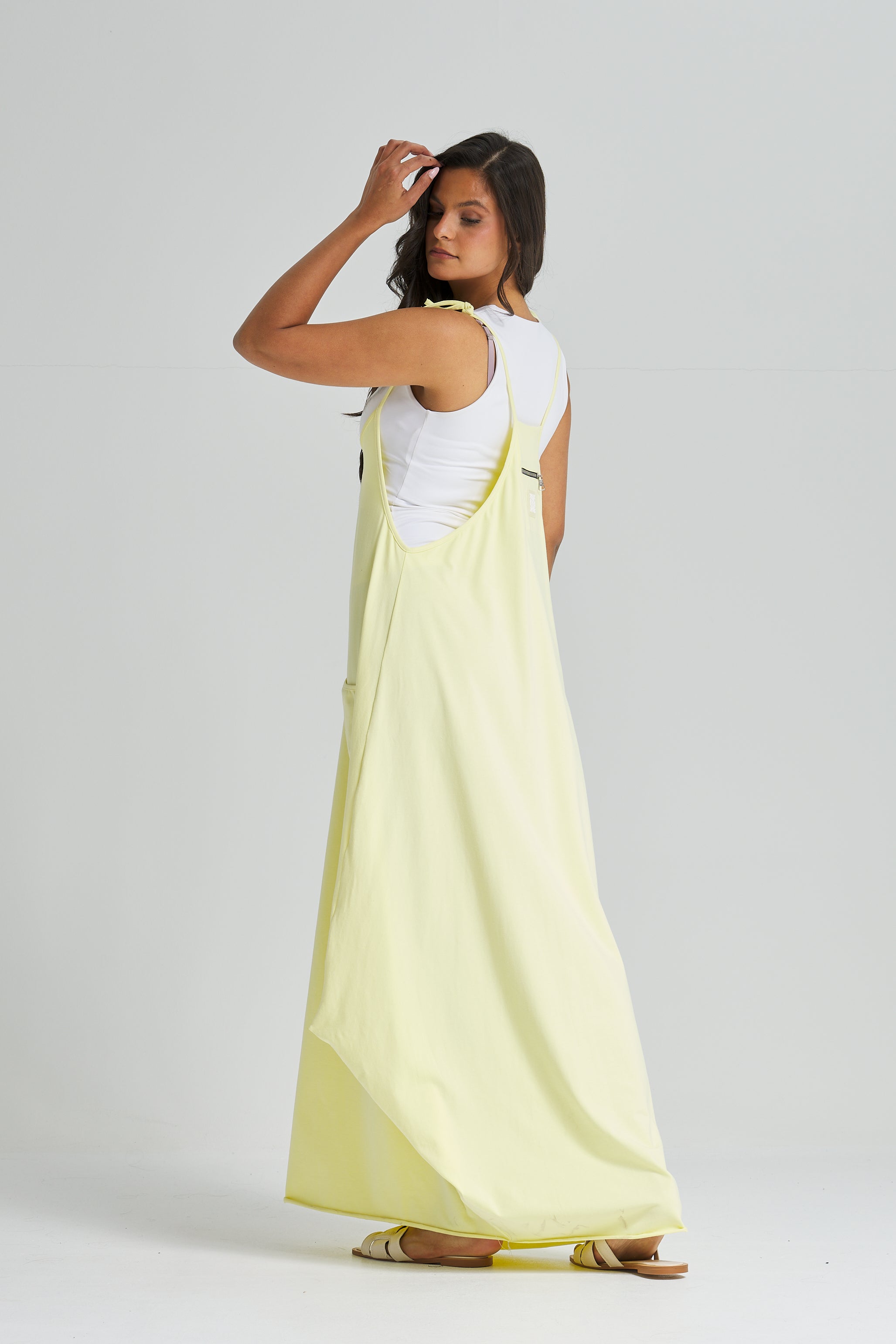 Strap Cotton Dress In Yellow