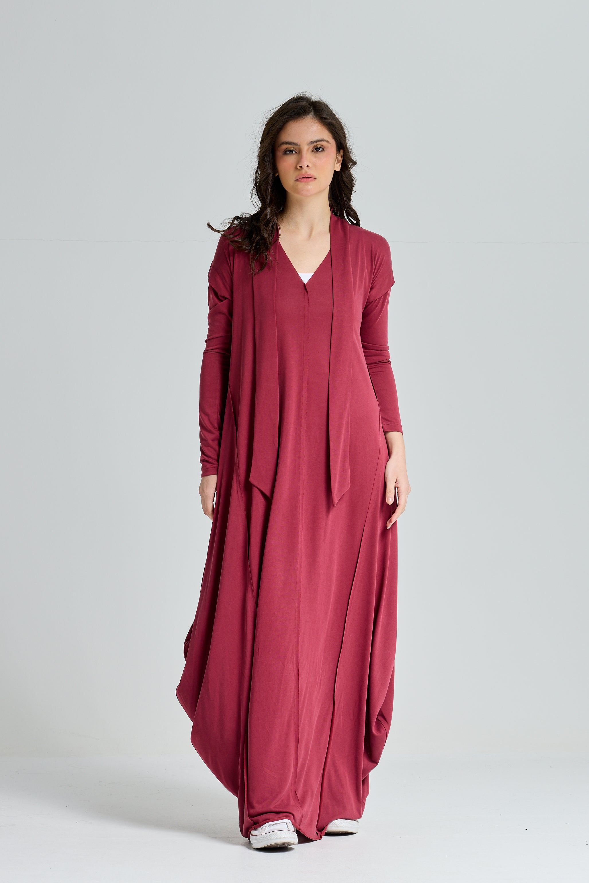 Patchwork Lycra Dress In Brick