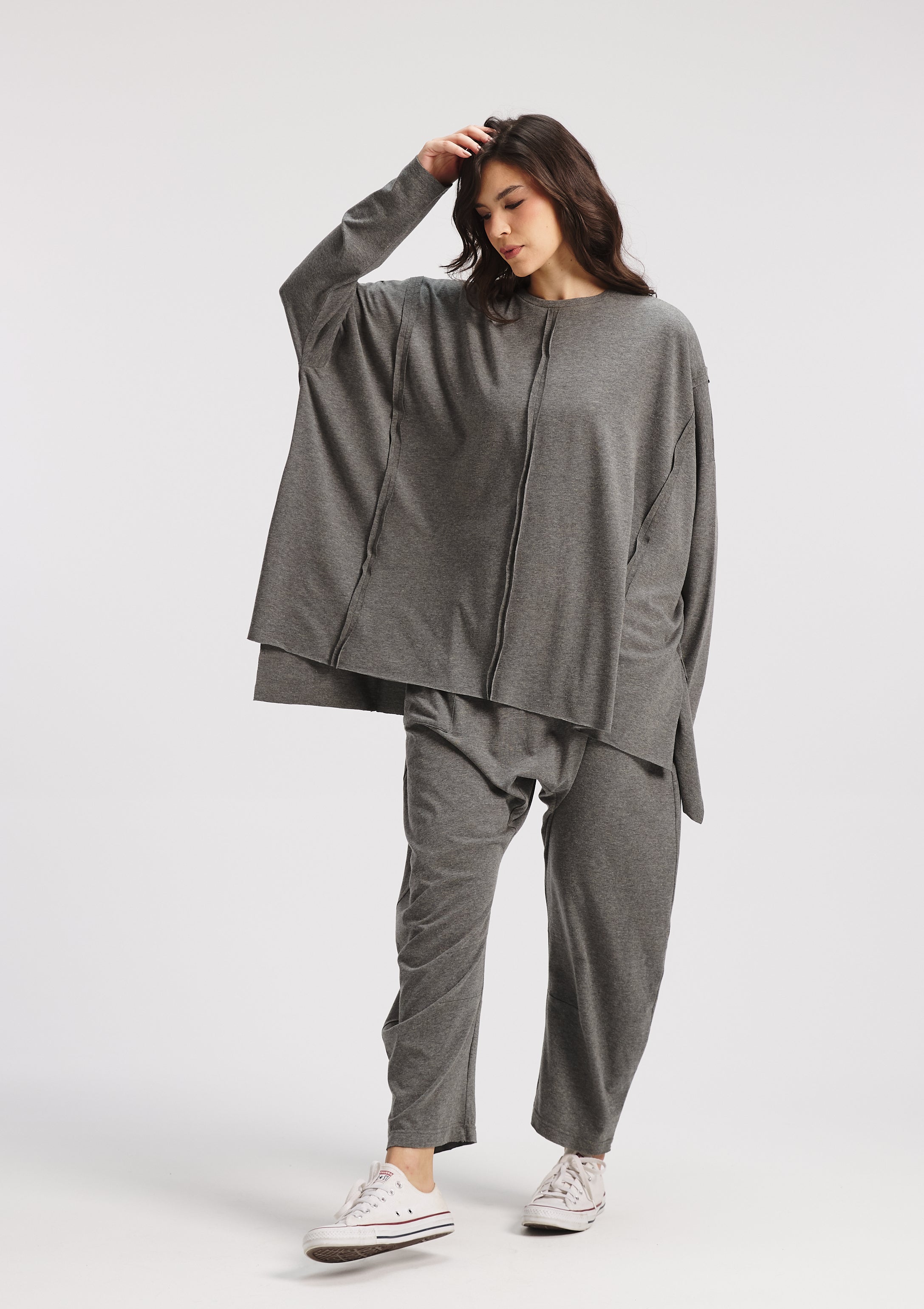 Patch work Oversize T-shirt In Grey
