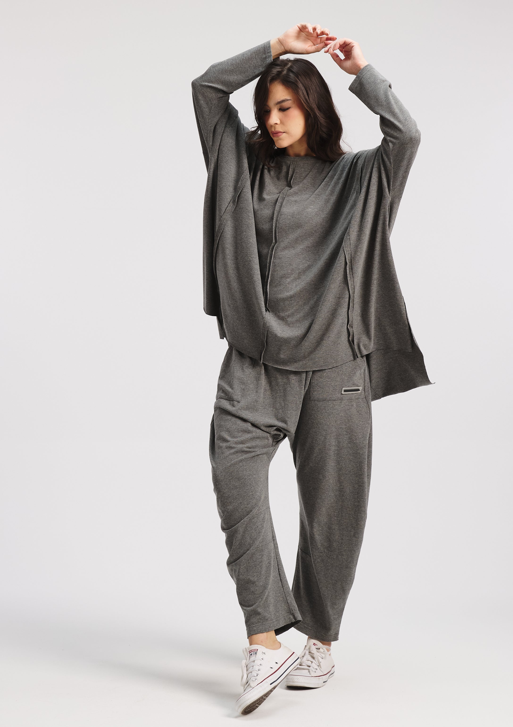 Patch work Oversize T-shirt In Grey