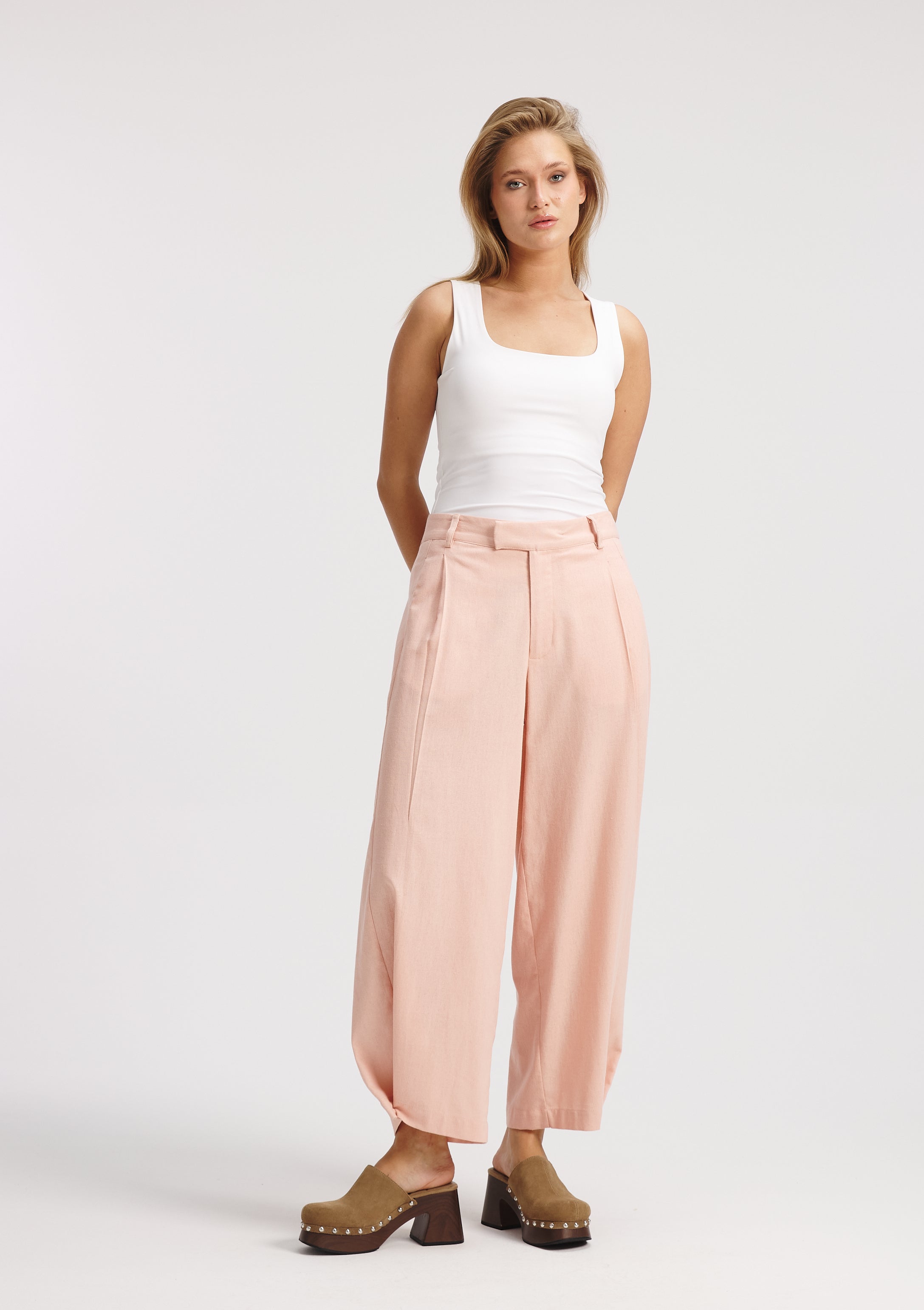 Linen Wide Leg With buttons