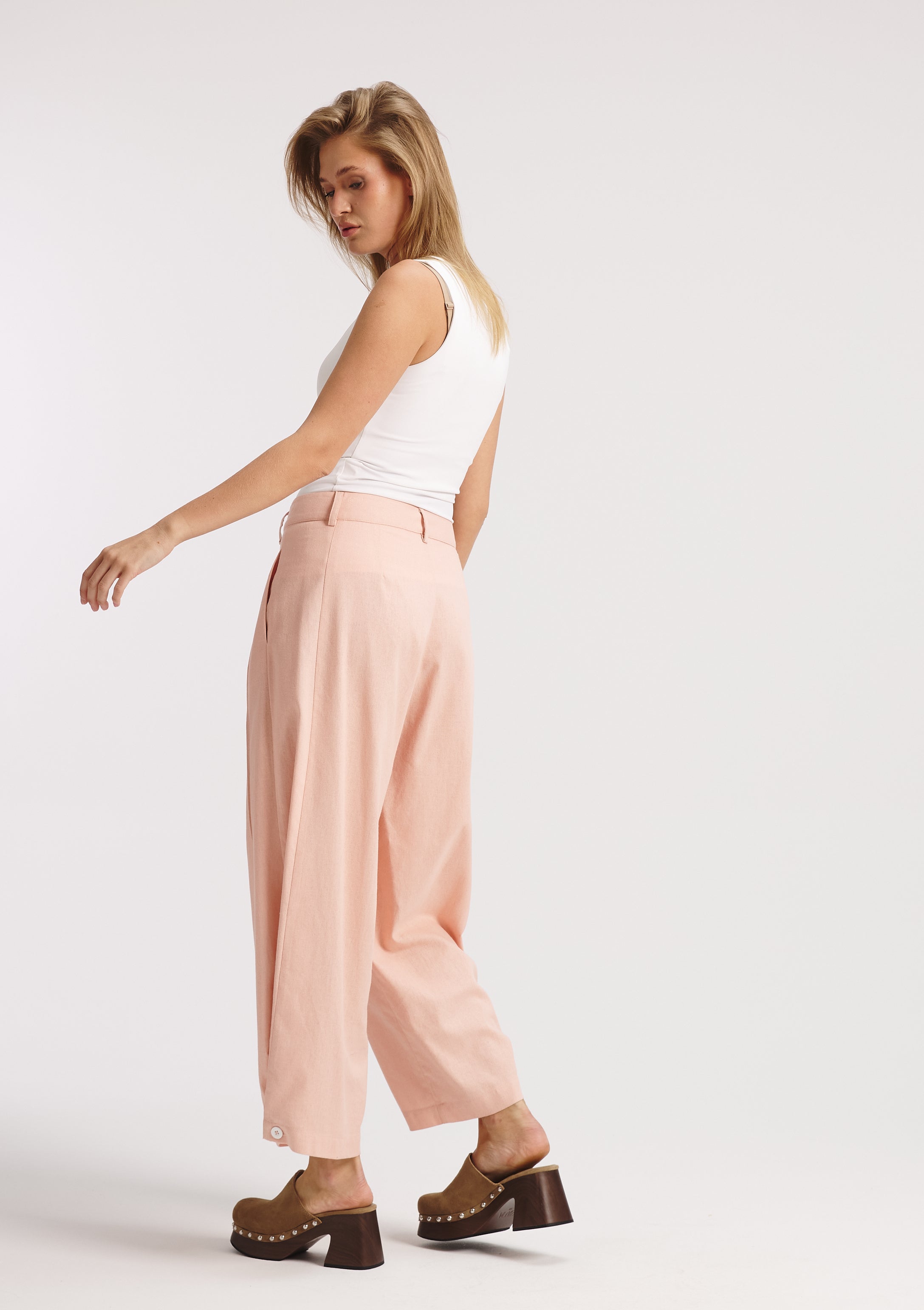 Linen Wide Leg With buttons