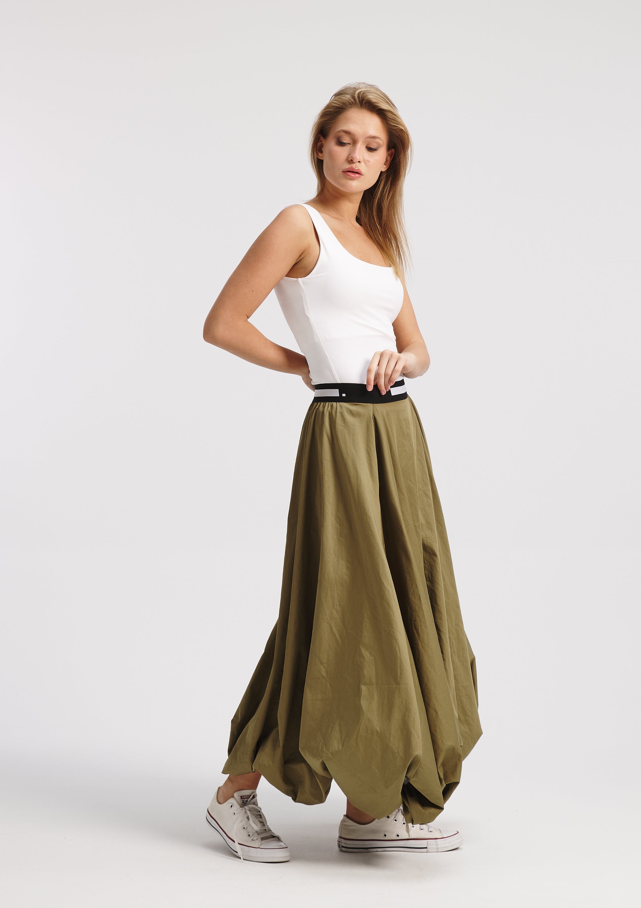 Olive Parachute Skirt