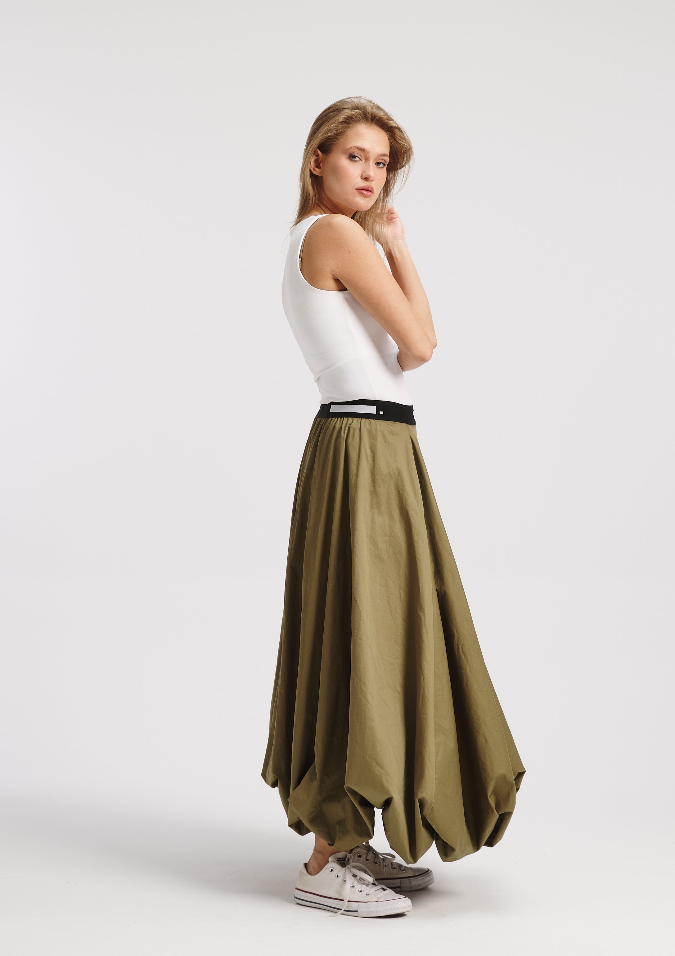Olive Parachute Skirt