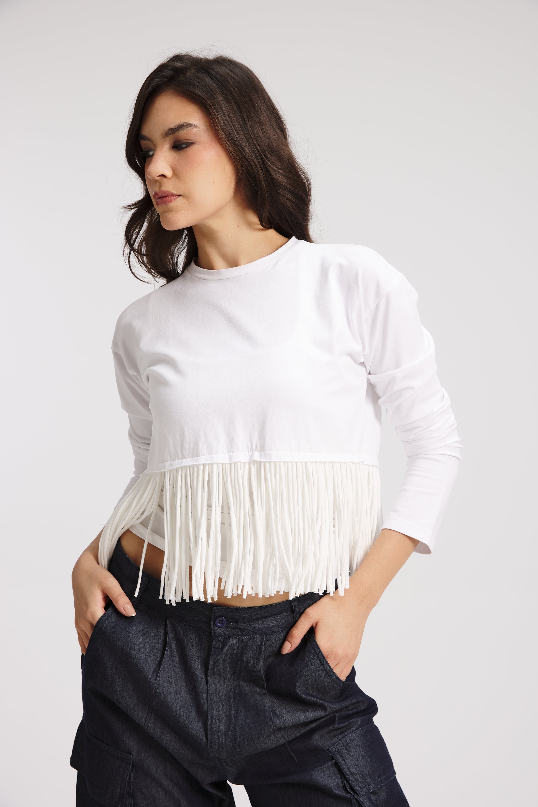 All Around Cropped Fringes T-Shirt