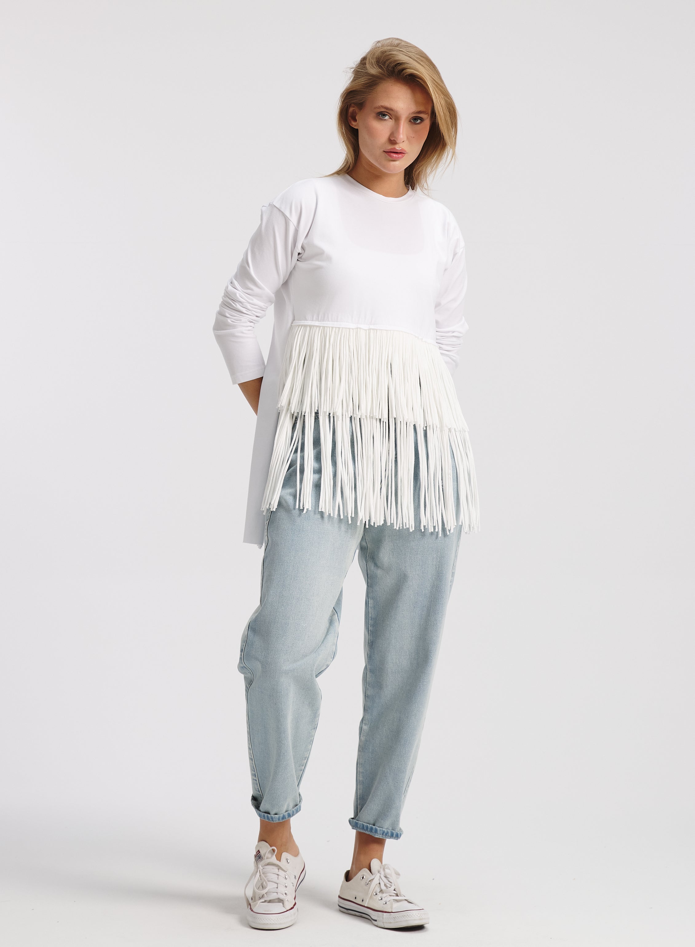 High Low Front Fringes T-shirt