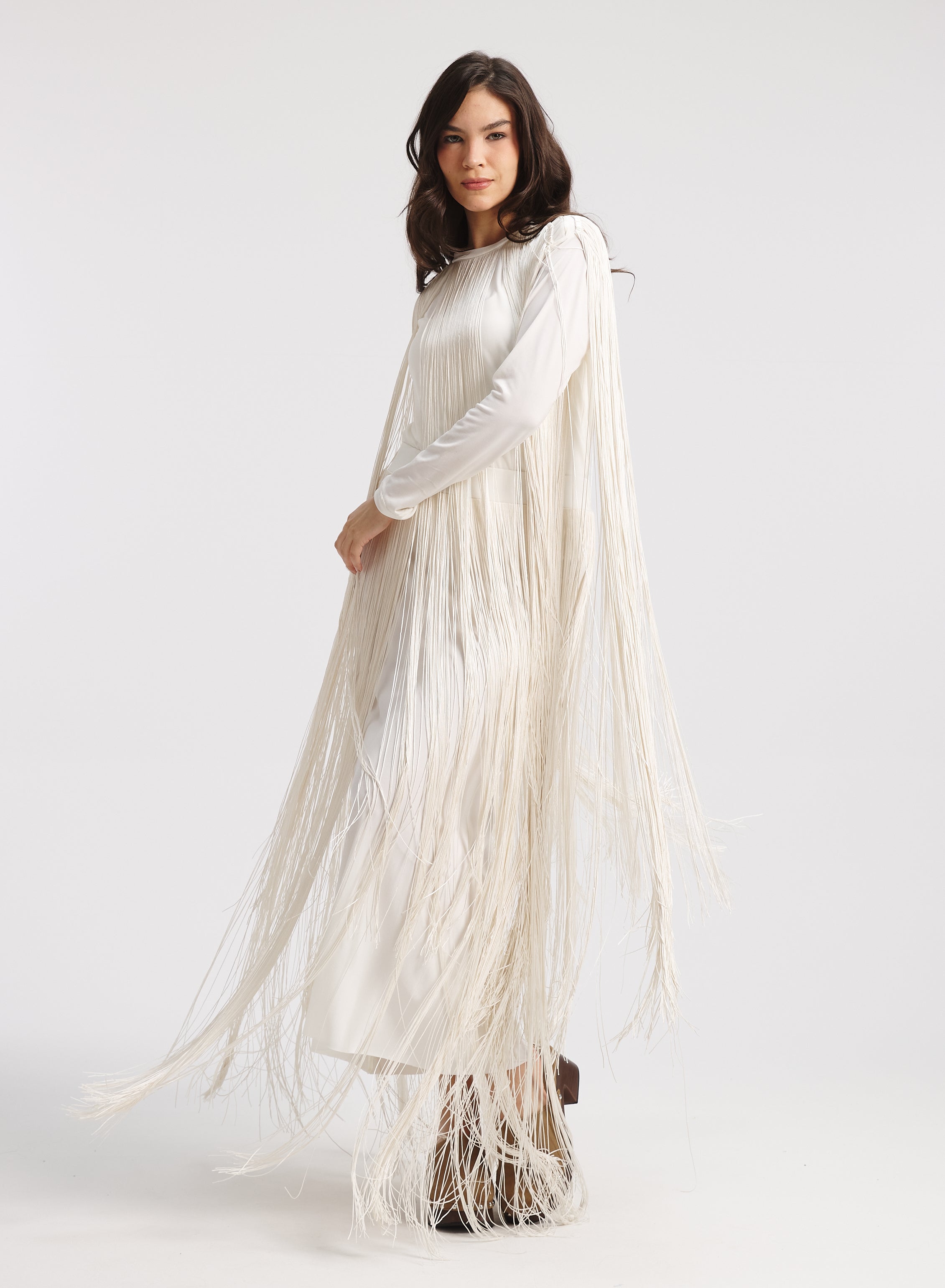 All Around Fringes Top In Off White