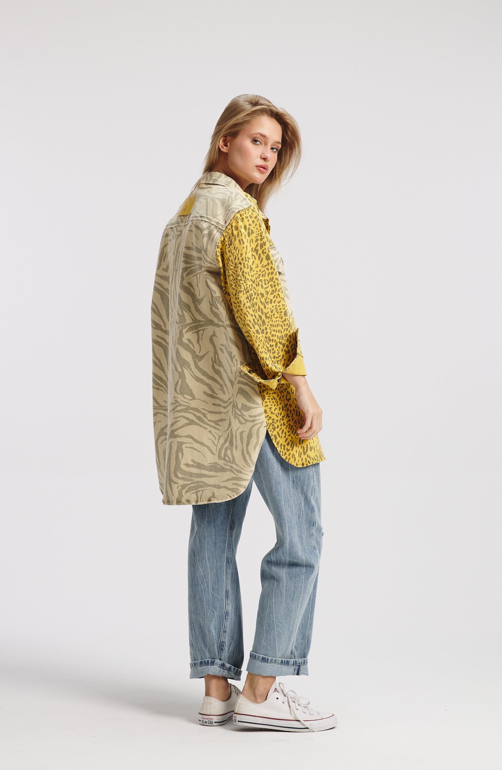 Animal Print Patchwork shirt