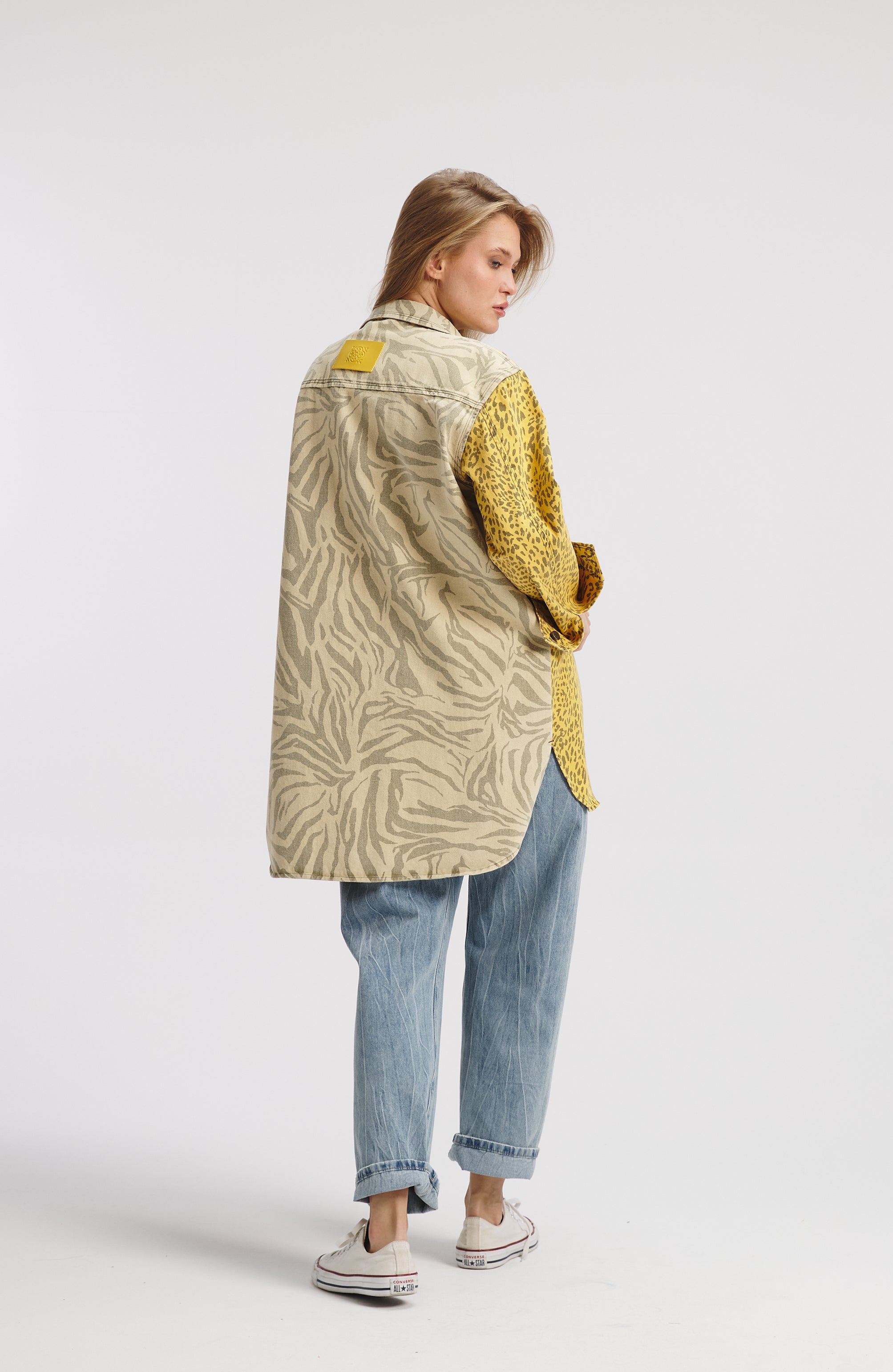 Animal Print Patchwork shirt