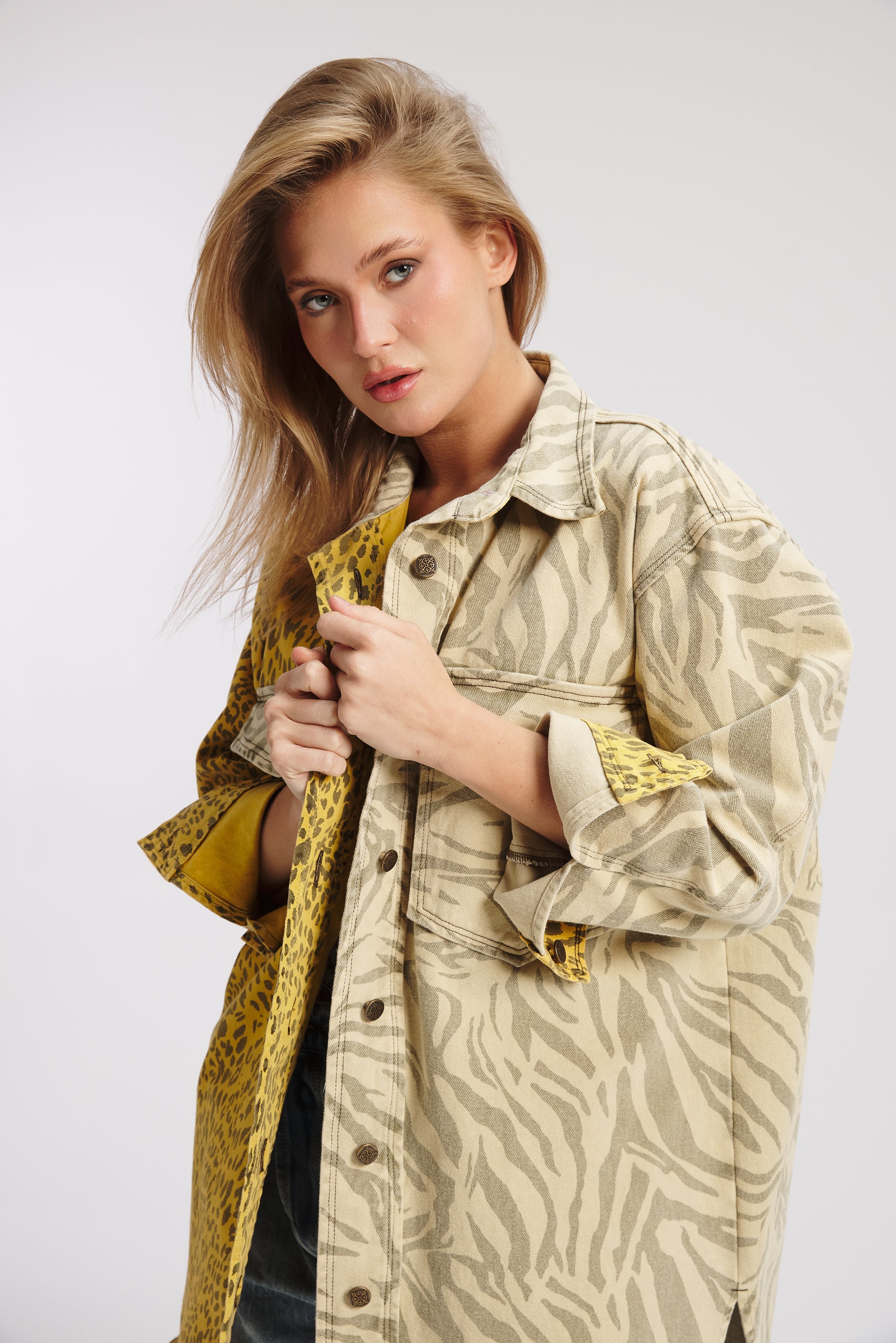 Animal Print Patchwork shirt